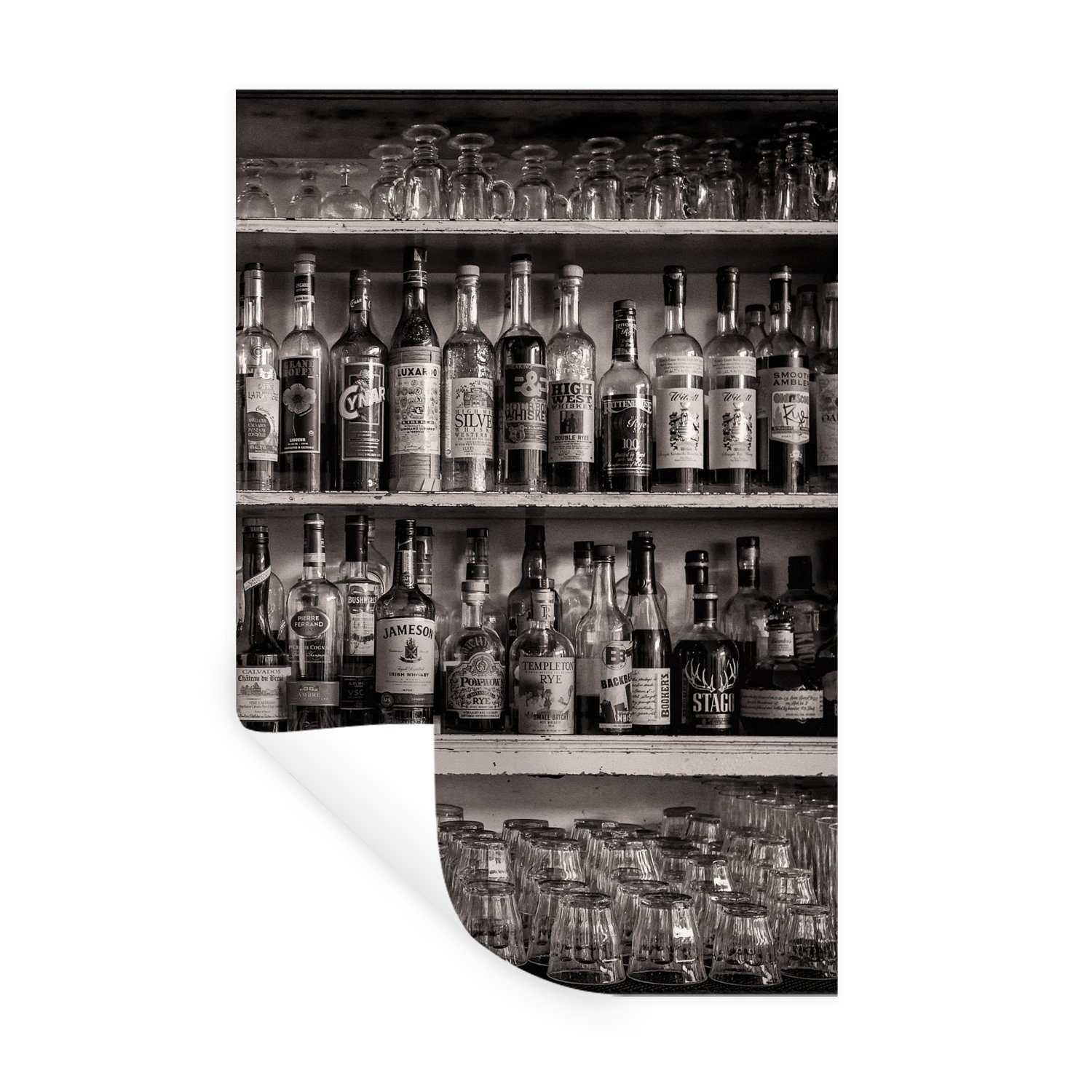 MuchoWow Wandsticker Bar - Alkohol - Spirituosen - Stilleben (1 St), Wandaufkleber, Wandtattoo, Selbstklebend, Wohnzimmer, Schlafzimmer
