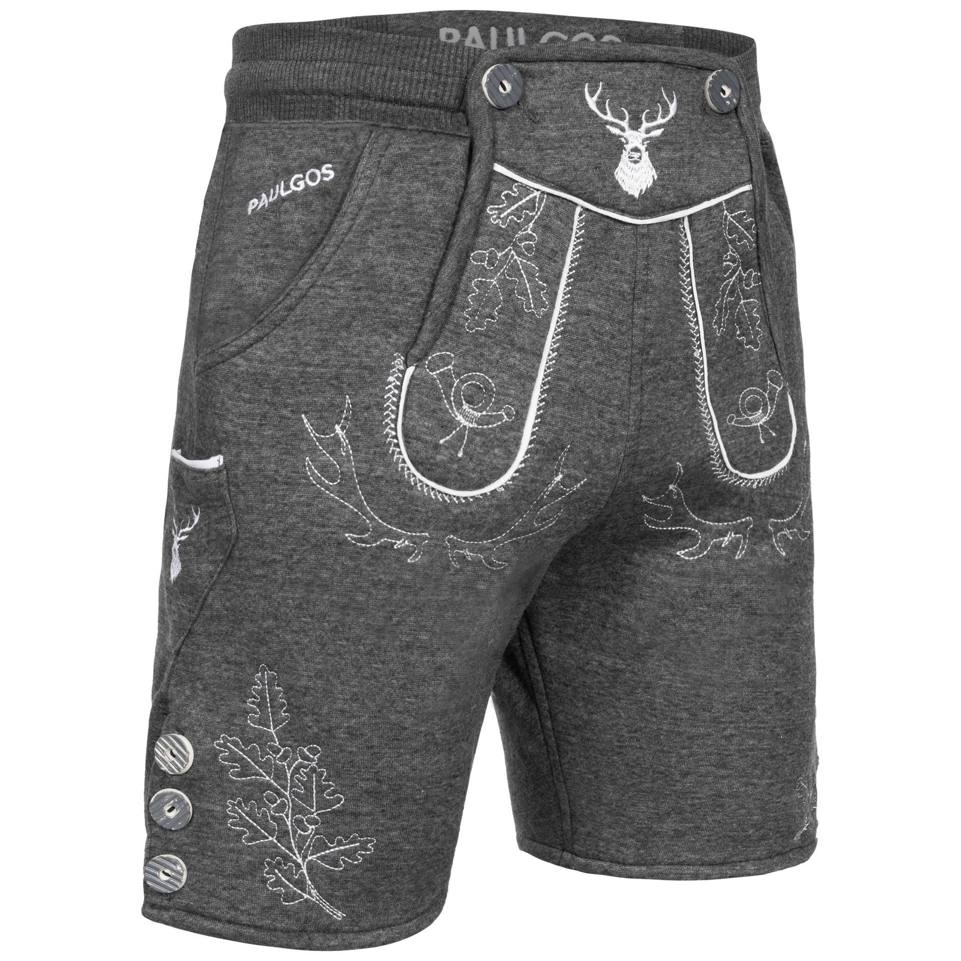 PAULGOS Trachtenhose Herren Jogginghose Design Lederhose Kurz Sweathose Bermuda Shorts JOK5
