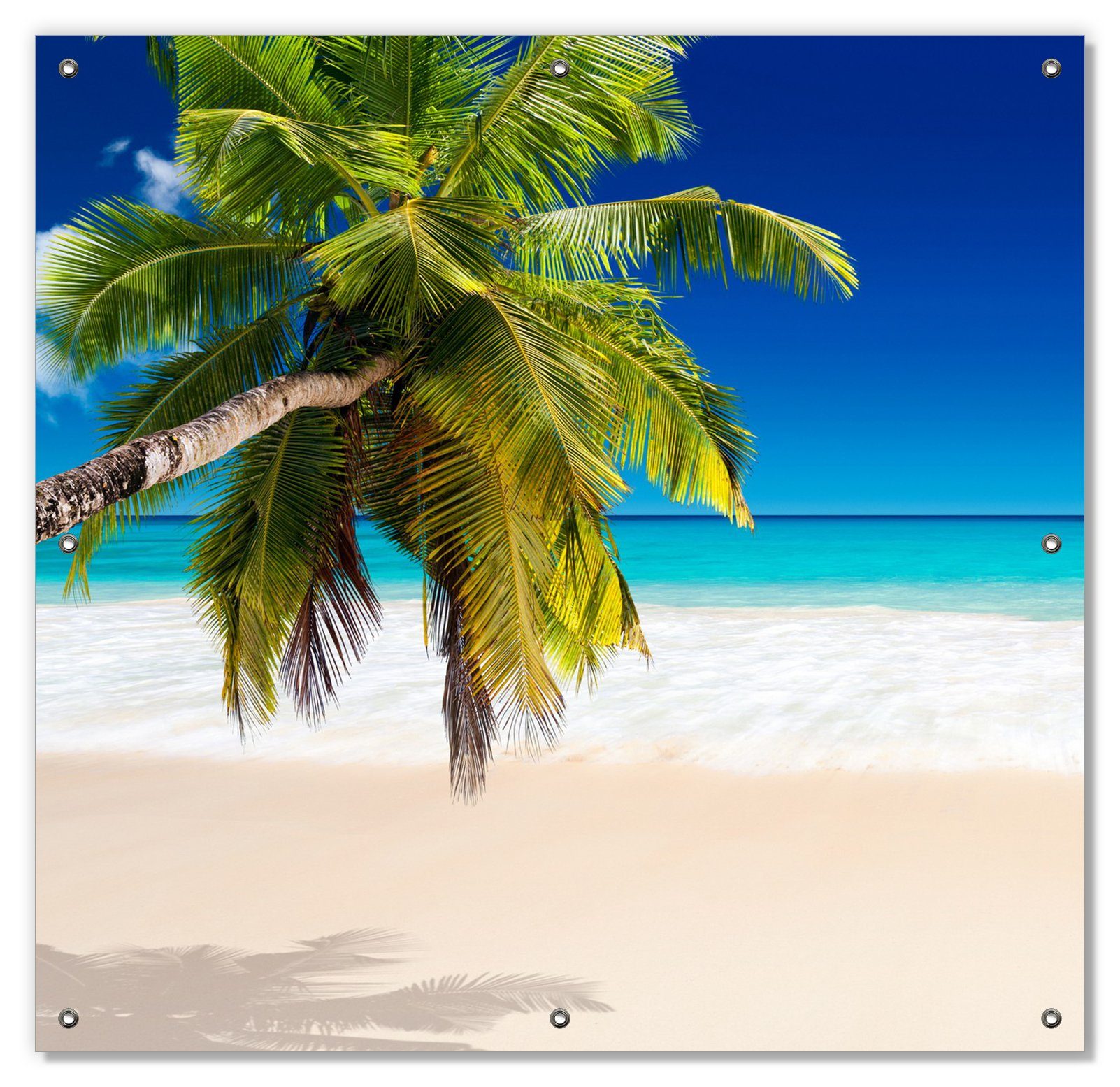 blickdicht, und in wiederablösbar Karibik mit Sonnenschutz wiederverwendbar Wallario, Palme, Südseestrand Saugnäpfen, mit der