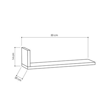 Decortie Wandregaltisch L-Modell (3 er set), Modern Schwebendes Wandregal, 50 x 20 x 14 cm