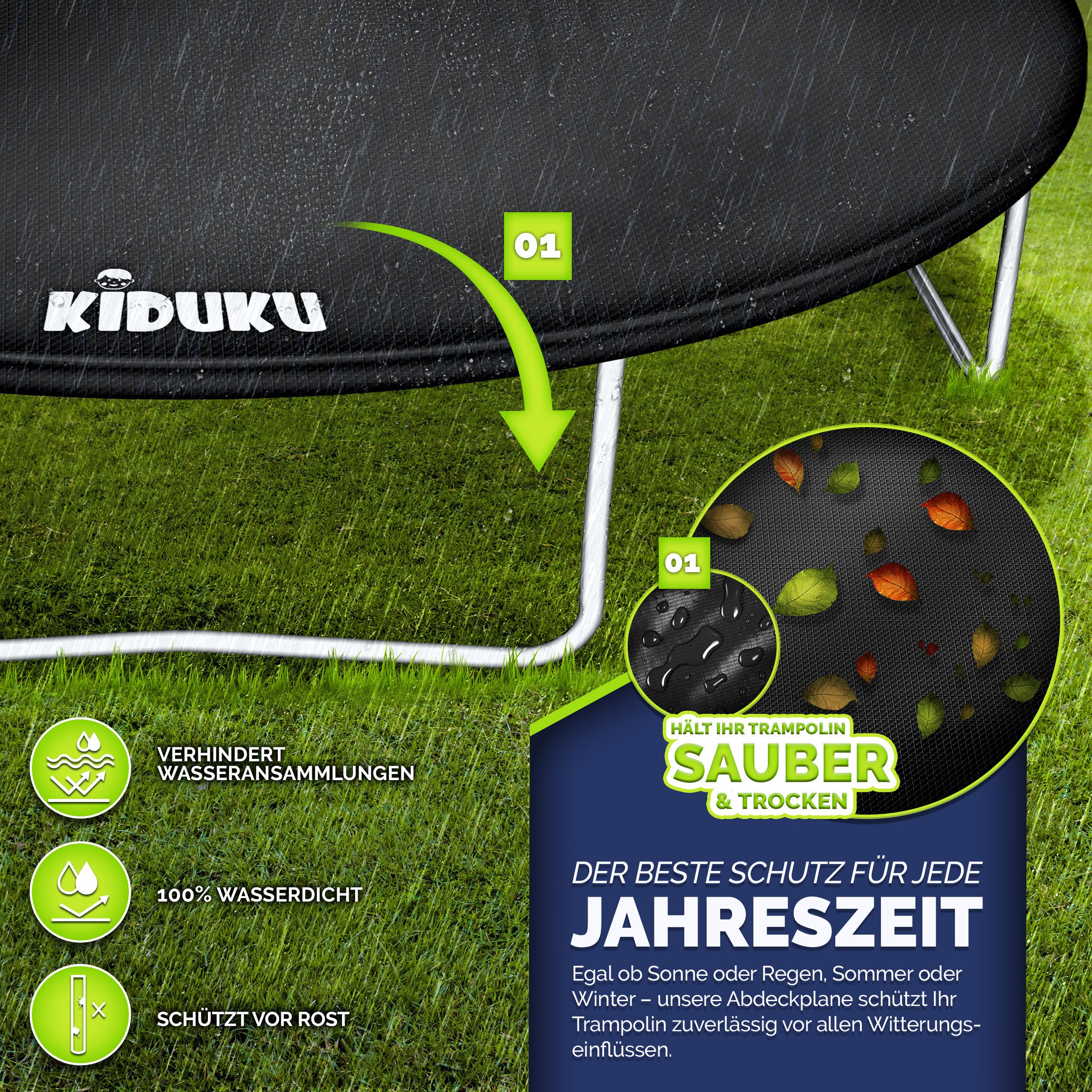 KIDUKU Trampolin-Abdeckplane Trampolin Regenabdeckung Schwarz 244 - 427 cm, Wetterschutzplane