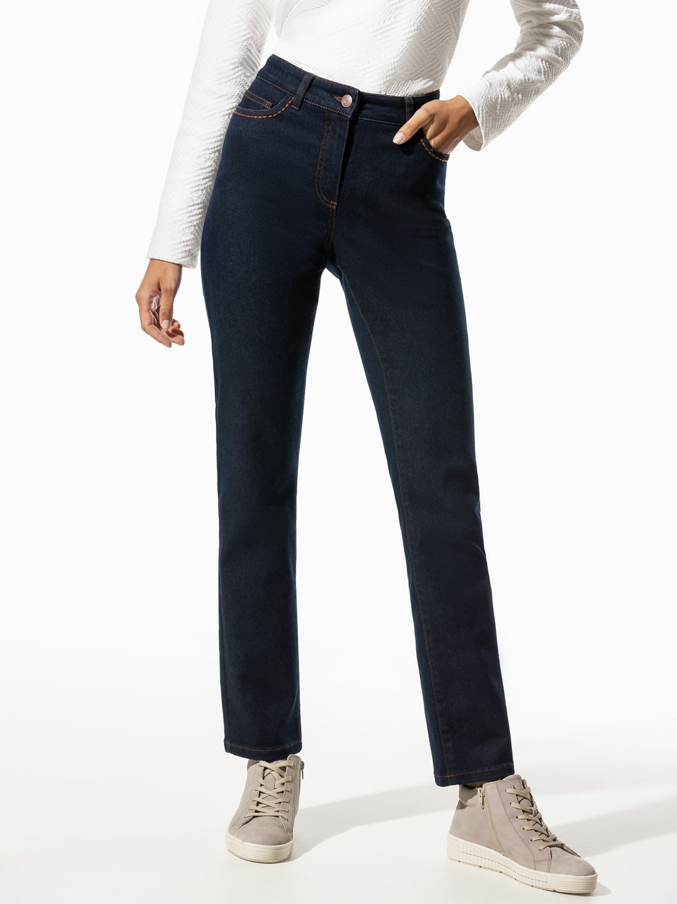 Walbusch Regular-fit-Jeans Damen Alaska-Jeans Thermolite Stretch Regular Fit Doppelt wärmend, weiches Innenfutter, Comfort-Bund, Winterhose