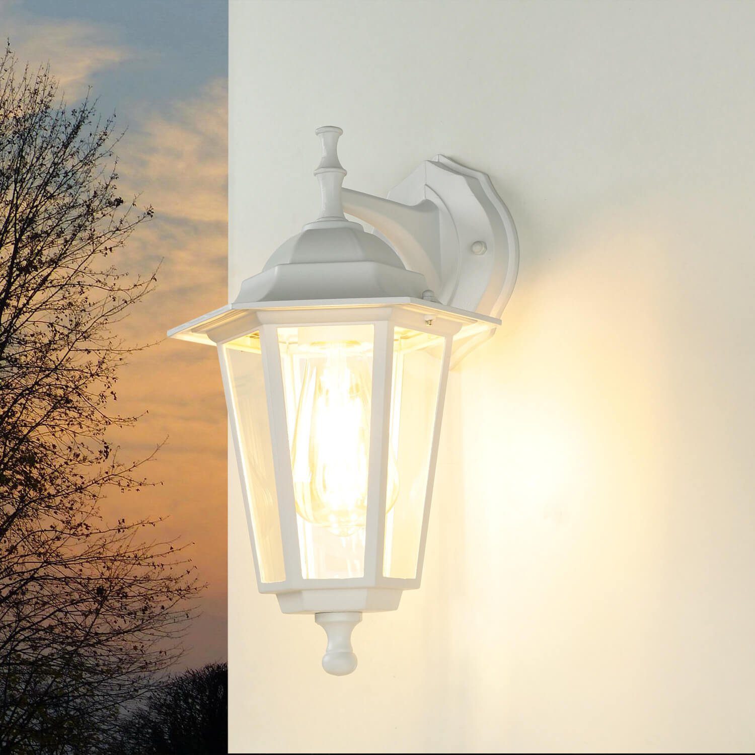 Licht-Erlebnisse Außen-Wandleuchte PARIS, ohne Weiß Wandlaterne Garten E27 Wandlampe Rustikal Haus Leuchtmittel