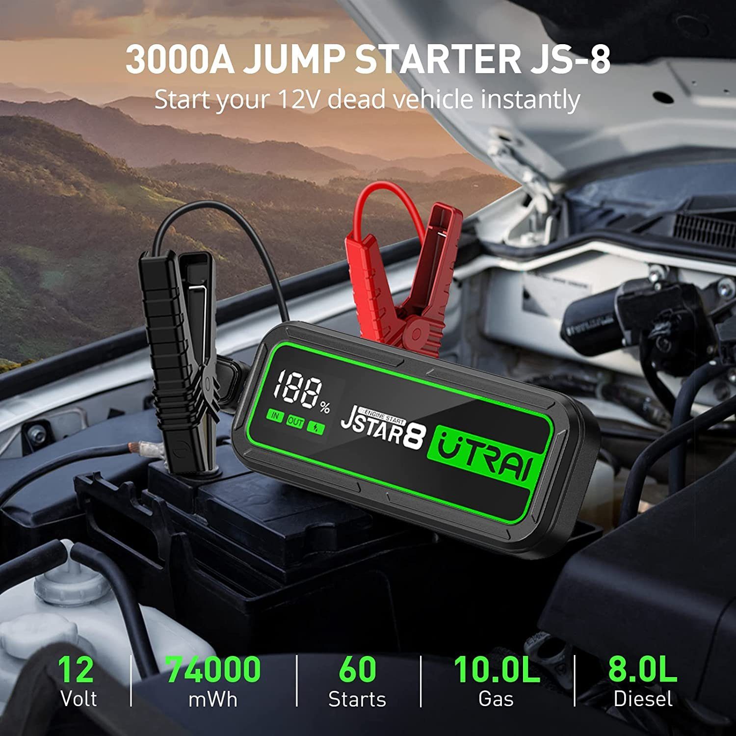 UTRAI Jstar 8 Starthilfegerät 20.000mAh Powerbank 74Wh Autostarter