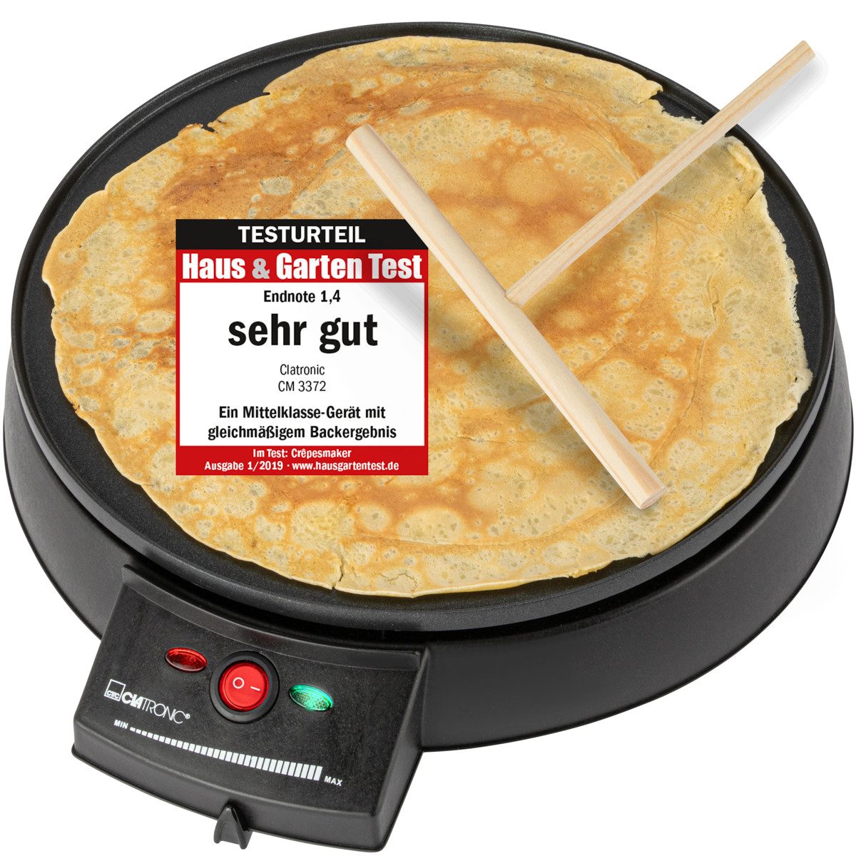 CLATRONIC Crêpesmaker CM 3372, Crepes Maker mit Ø 29 cm inkl. Teigverteiler