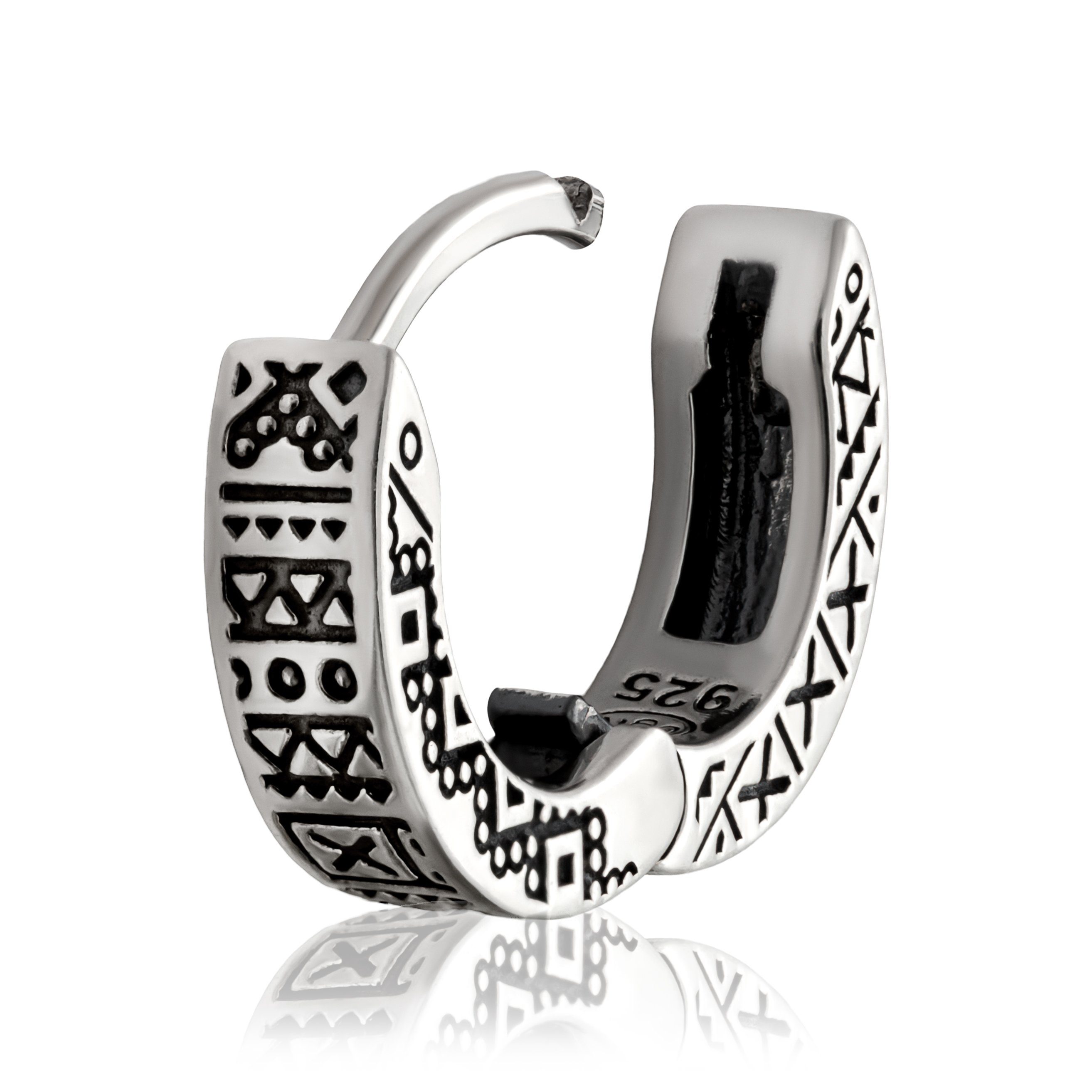 NKlaus Single-Creole Einzel 12mm Keltische vierkant Creole 925 Sterling, Bali Creole