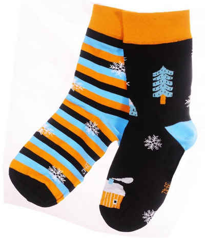 Martinex Socken 1 Paar lustige bunte Strümpfe 35 38 39 42 43 46 bunt Weihnachtssocken nahtlos, bunt, weihnachtlich