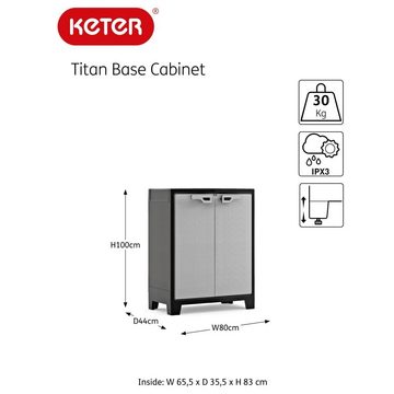 Keter Fächerschrank Niedriger Lagerschrank Titan Schwarz und Grau 100 cm (1-St)