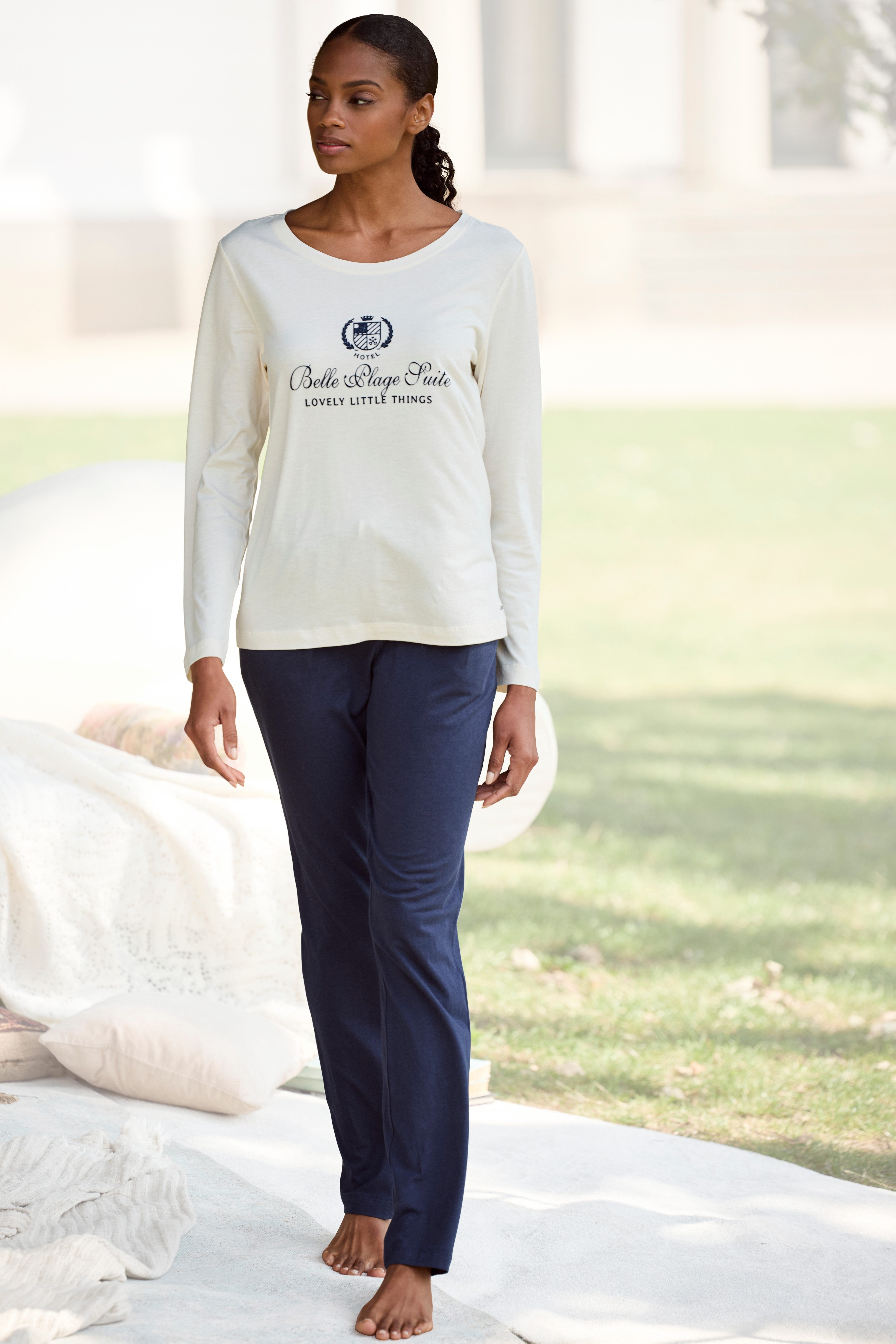 LASCANA Pyjama (2 tlg) mit Flockdruck