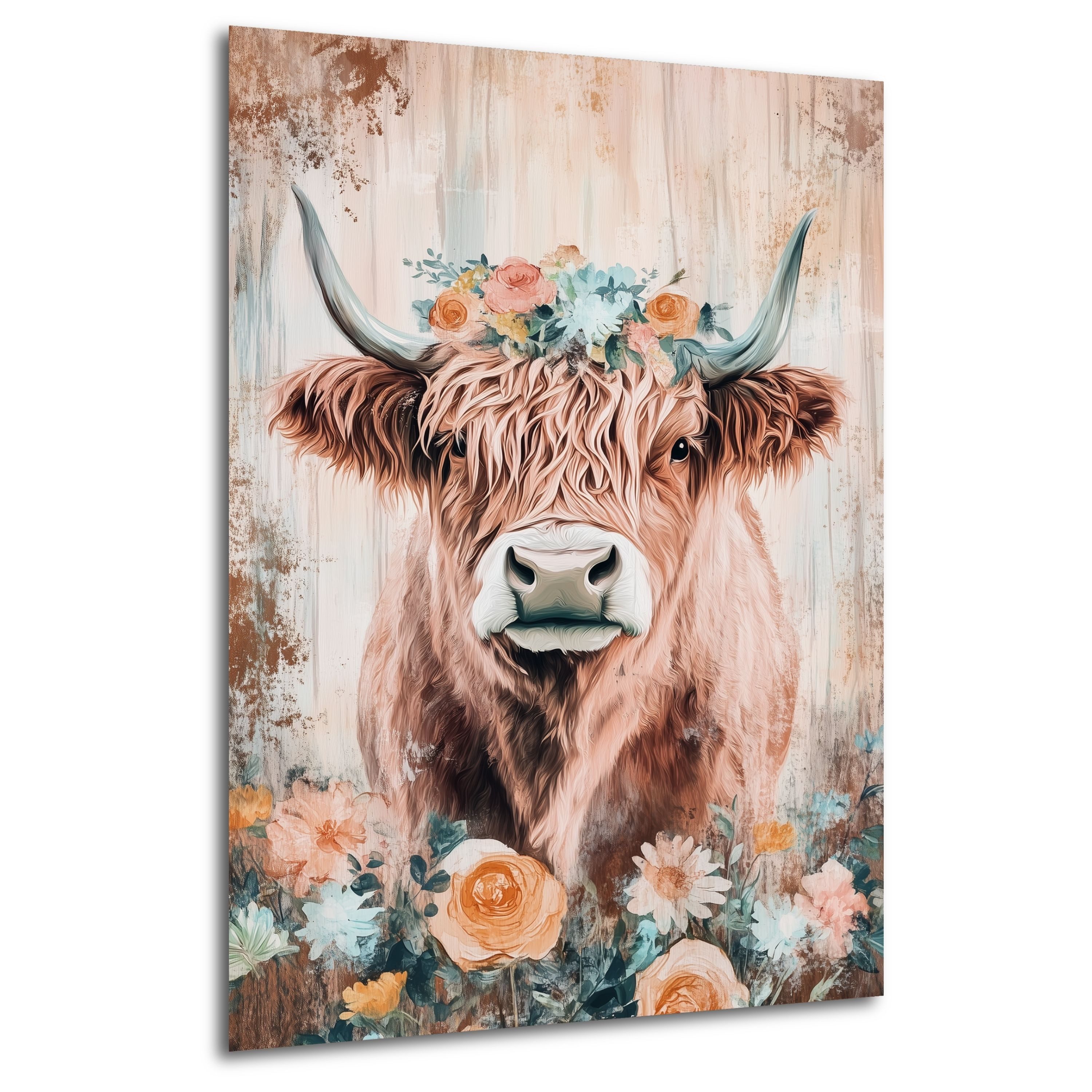 DARO Design Leinwandbild Modern Abstrakt Wandbilder XXL Wandbild Wand Deko Leinwand Bilder, (blumiges Rind - Bild groß Wohnzimmer Schlafzimmer Küche Esszimmer Einteilig Querformat Fotodruck Leinwände Wanddeko Abstrakte Kunst Boho), 30x20cm