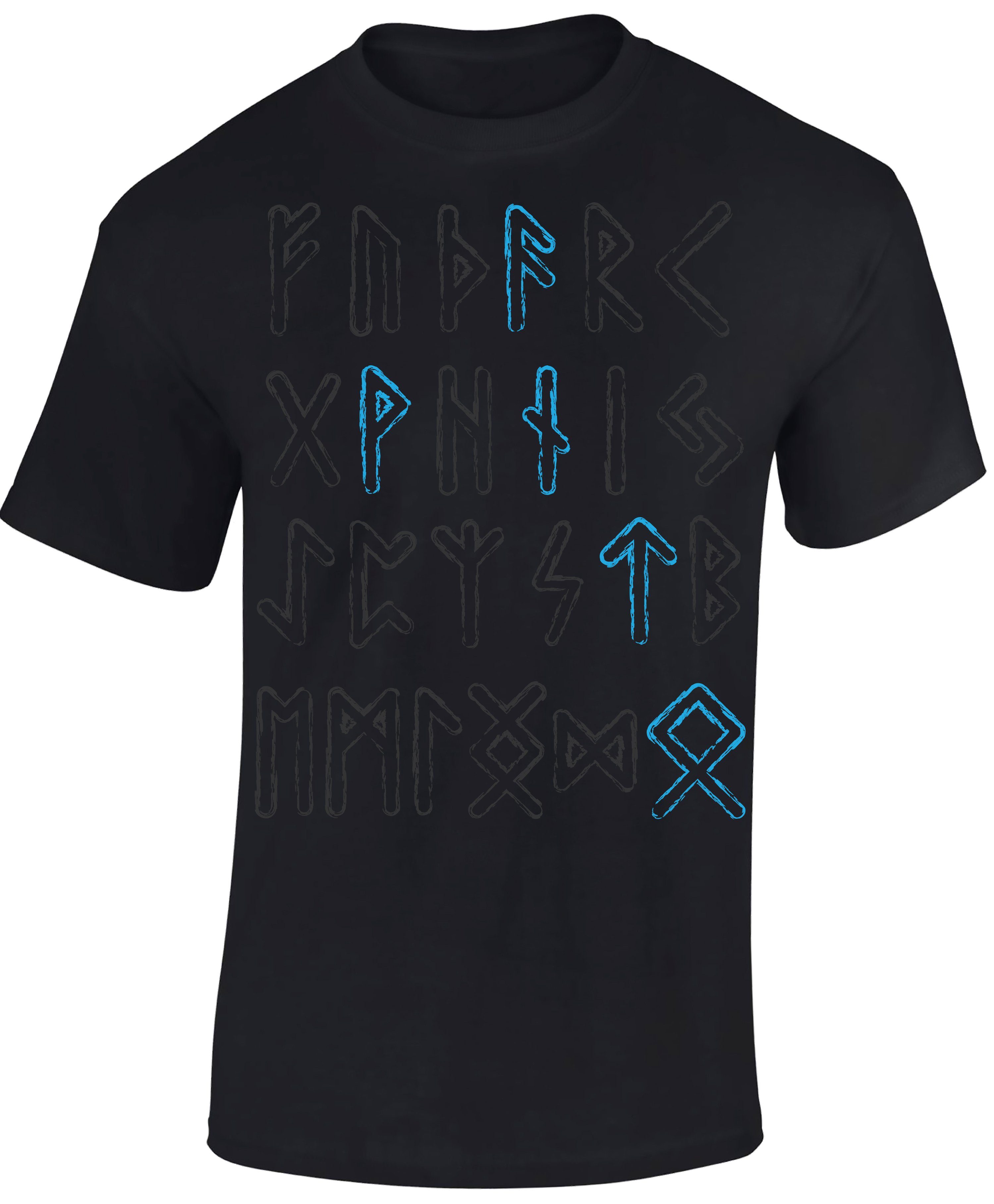 Baddery Print-Shirt Wikinger Tshirt: "Wotan Runen" - Viking Shirt Männer, hochwertiger Siebdruck, auch Übergrößen, aus Baumwolle