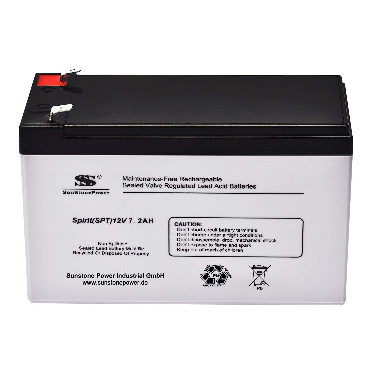Sunstone Power 12V 7,2Ah (C20) AGM Batterie für USV Notstrom kleine Inselanlagen Bleiakkus (12 V), Wartungsfrei, auslaufsicher, bis 5 Jahre Lebensdauer