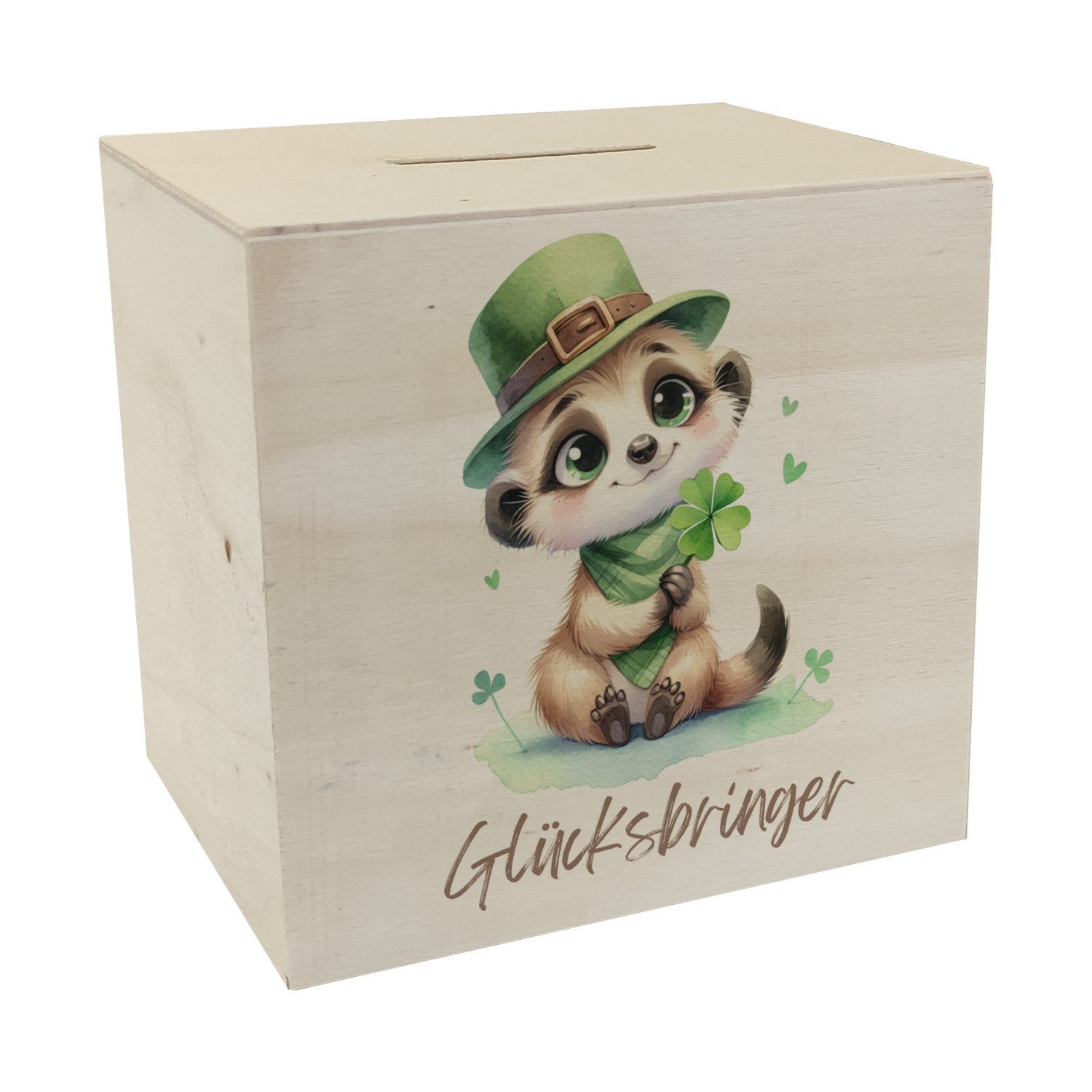 Spardose Erdmännchen Glücksbringer Spardose aus Holz