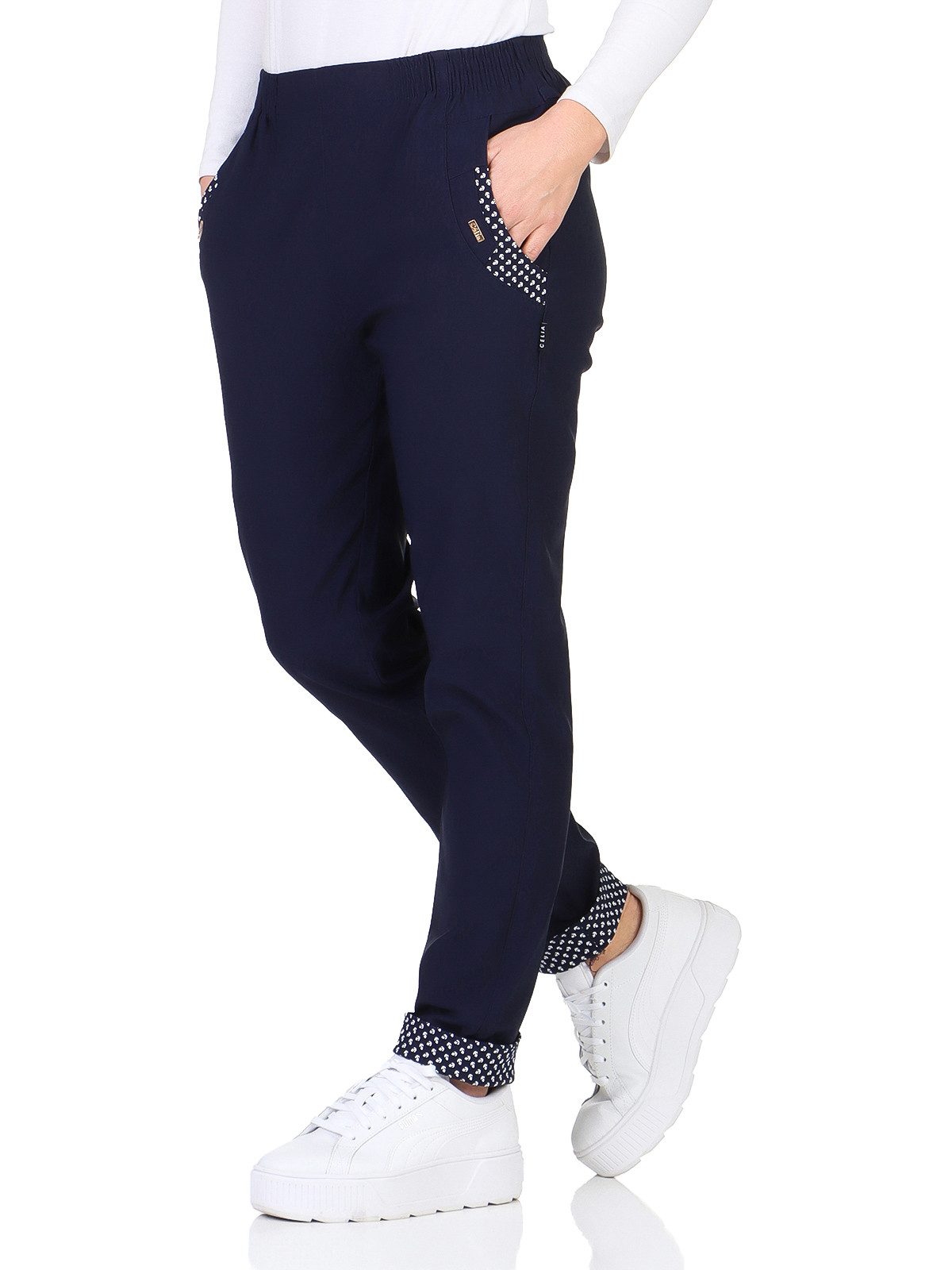 OriginalYou Stretch-Hose Sommerhose Damen Schlupfhose ANKER maritime Stoffhose auch in großen Größen erhältlich, mit elastischem Bund