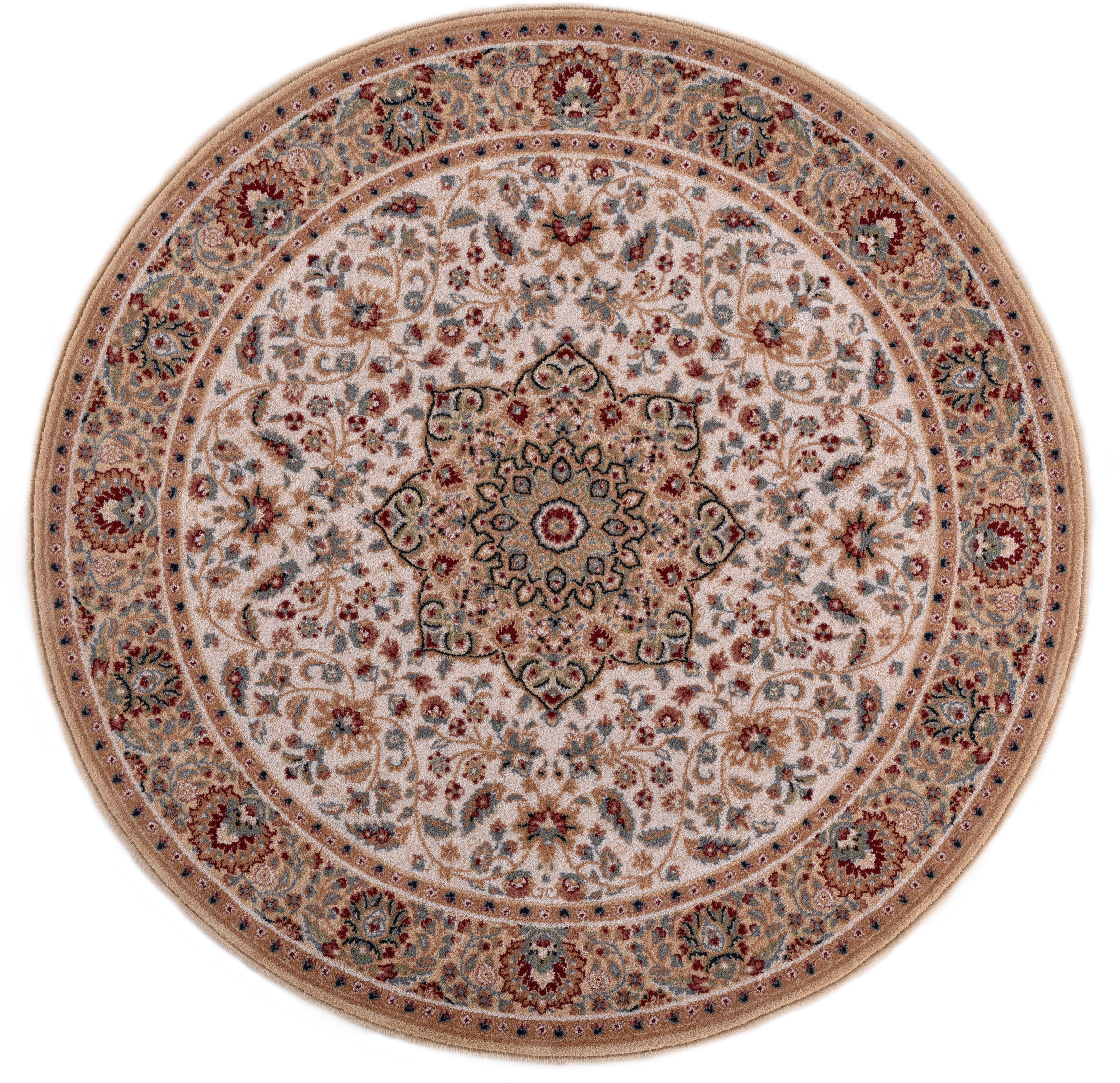 THEKO Wollteppich Dolna - 859, rund, Höhe: 10 mm, Kurzflor, reine Wolle, Orient-Optik