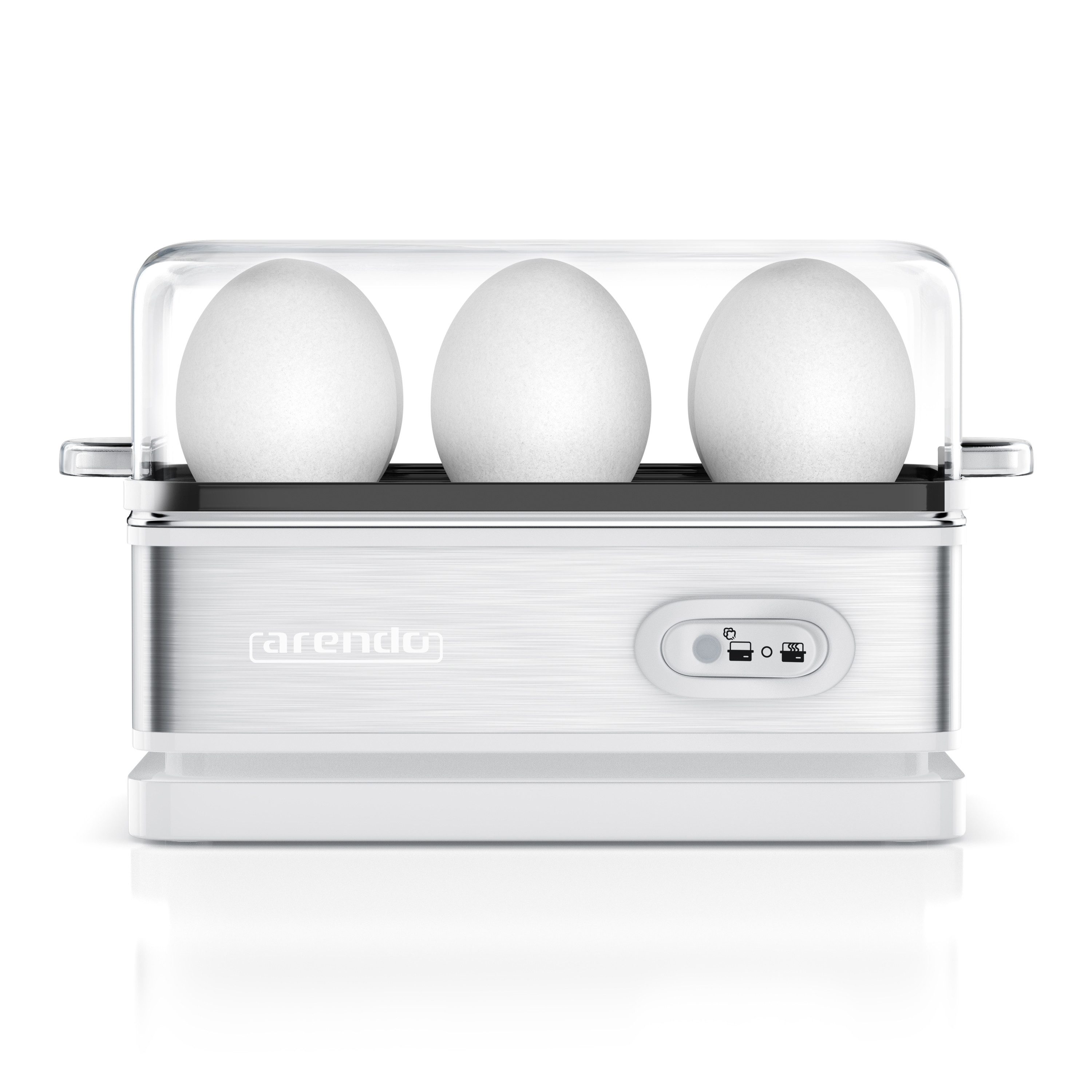 Arendo Яйцеварки 6-fach, Edelstahl, frei wählbarer Härtegrad, mit Warmhaltefunktion, Anzahl Eier: 6 St., 400 W, Kipp-Funktionsschalter mit Indikationsleuchte, für bis zu 6 Eier