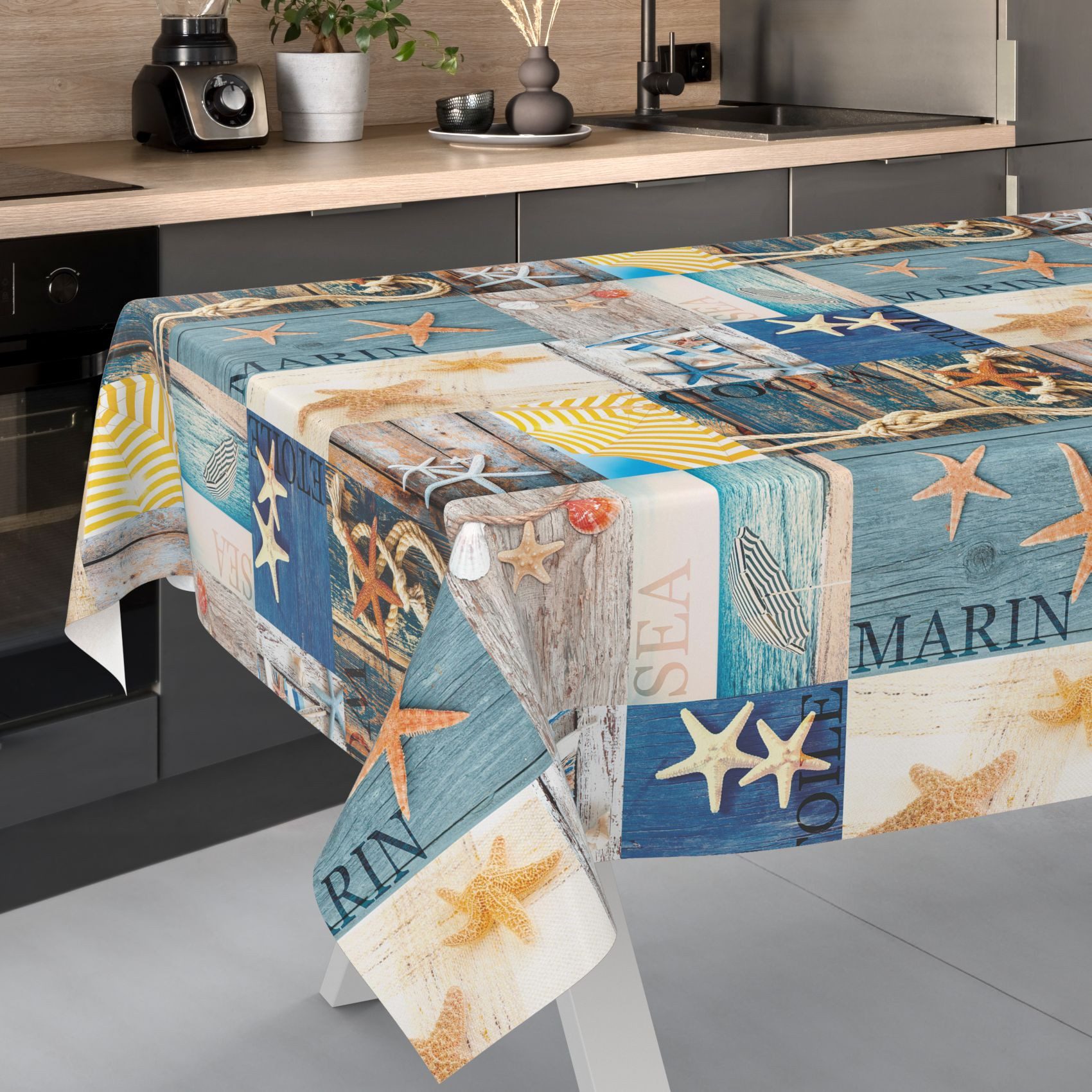 ANRO Tischdecke Wachstuch abwaschbar Maritim Tischwäsche günstig online kaufen