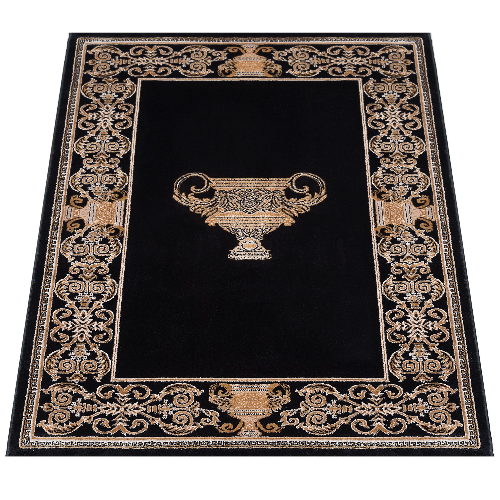 Belle Arti Teppich Teppich Wohnzimmer Wohnzimmerteppich schwarz gold Amphore