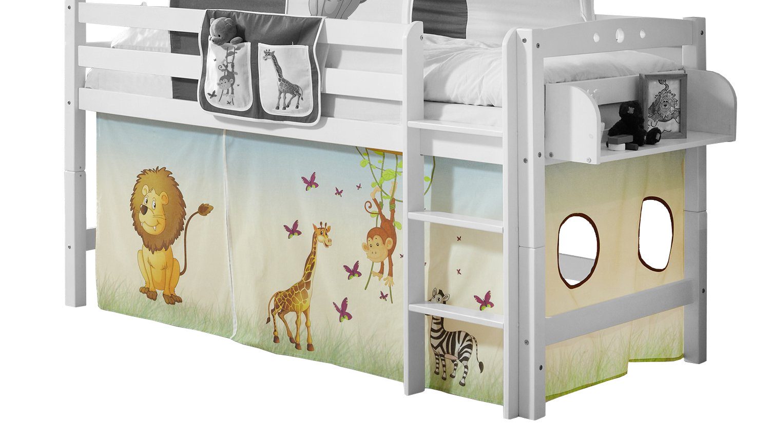 Ticaa Bettvorhang Motiv Vorhangstoffe für Hochbetten, Klettband, blickdicht