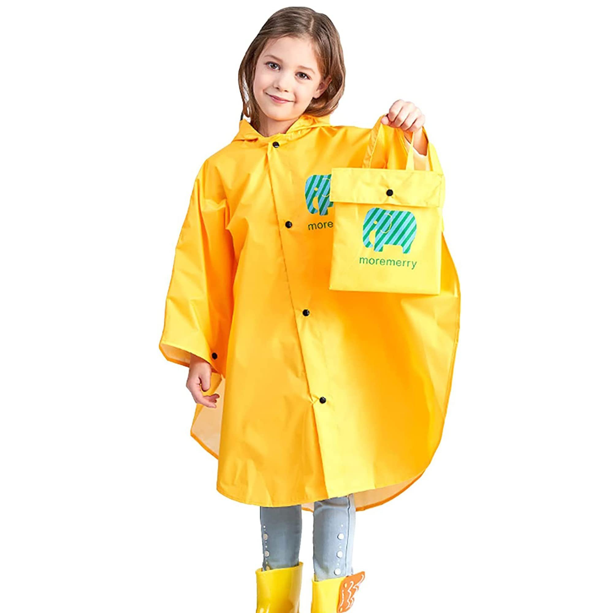 GelldG Regenmantel Kinder Regencape Regenfest, Regenmantel Gelb(L) Faltbare tragbare Regenponcho