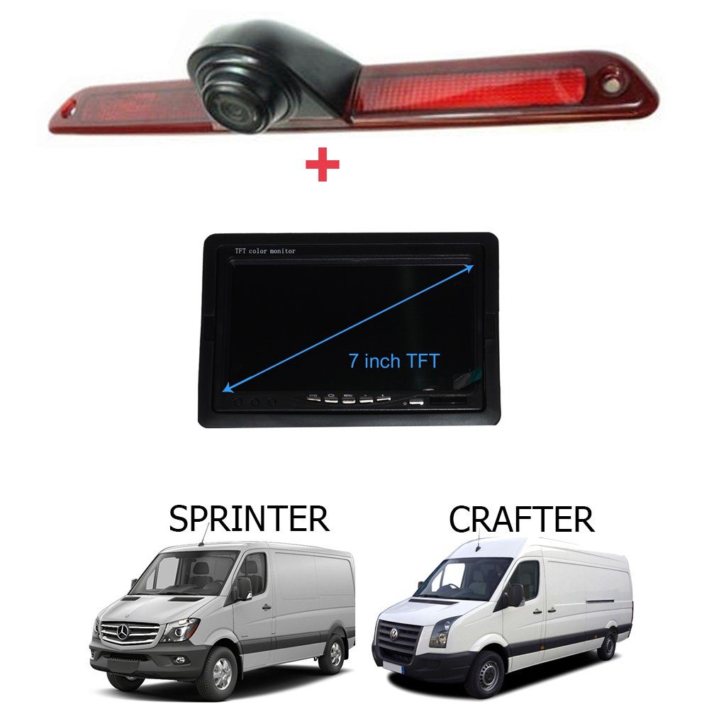 TAFFIO Für Mercedes Sprinter VW Crafter Bremsleuchte Rückfahrkamera+7"Monitor Rückfahrkamera
