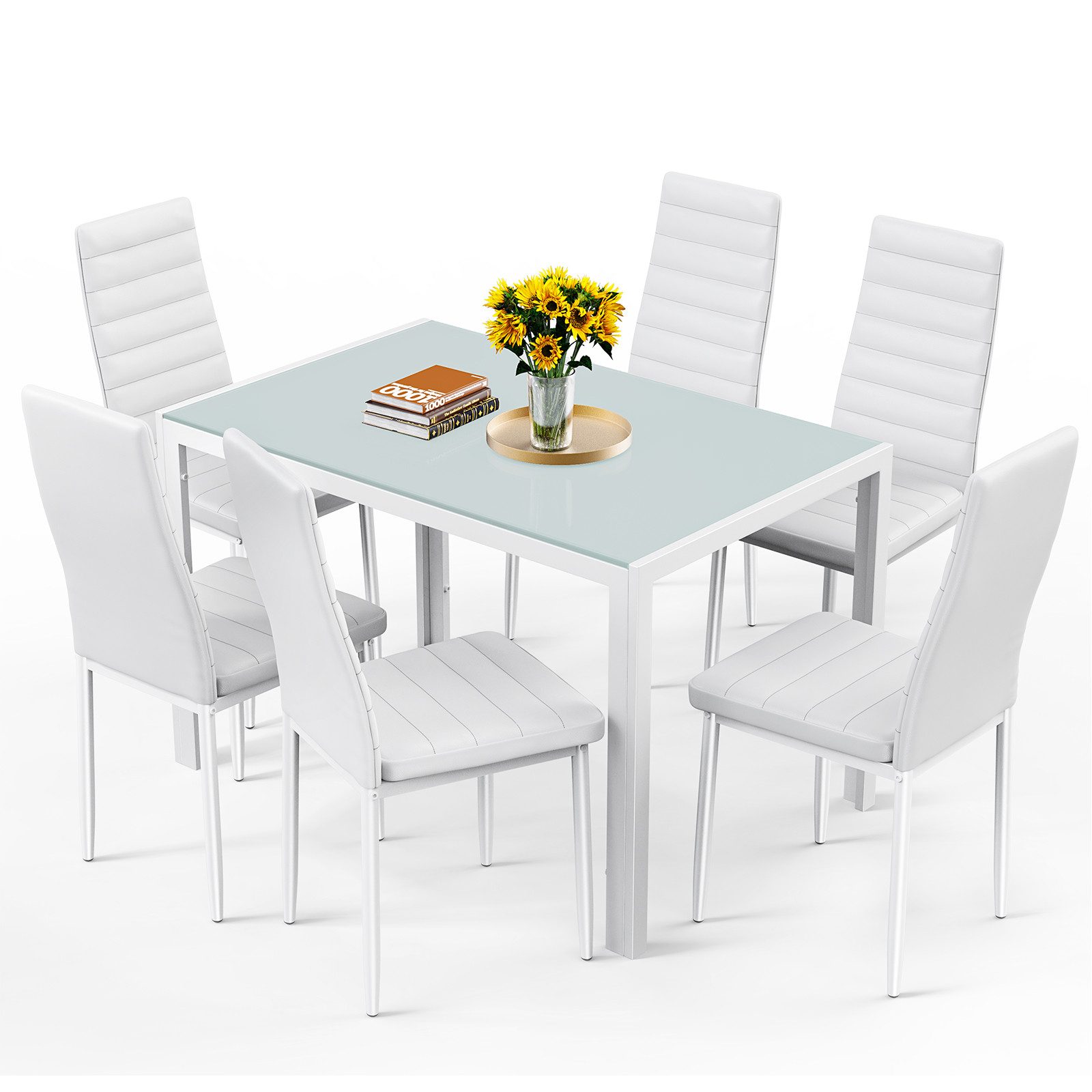 Bealife Essgruppe,7-tlg(Esstisch und 6 stühlen), Küchentisch, Tischplatte a günstig online kaufen