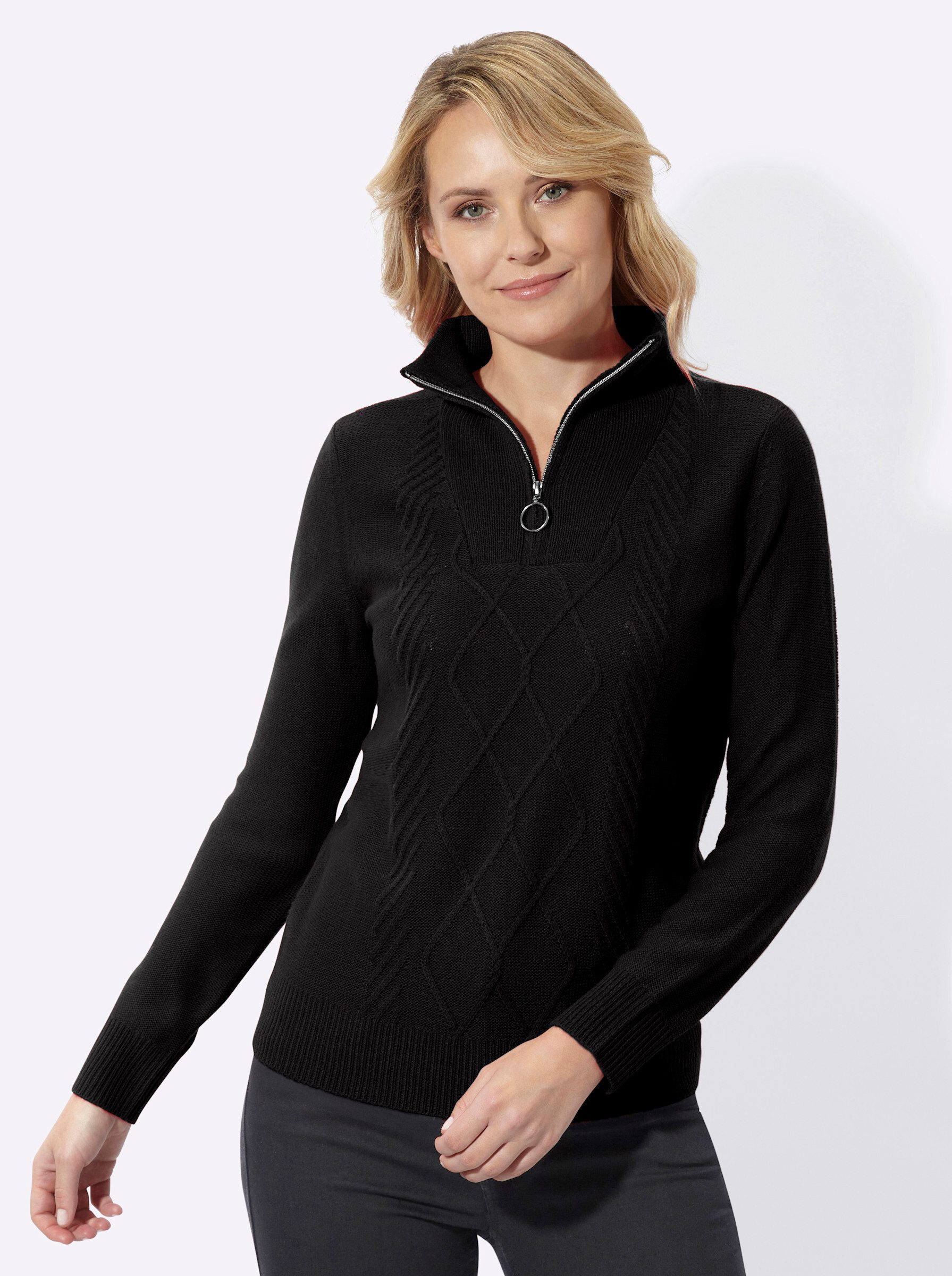 Strickpullover Troyer-Pullover Langarm