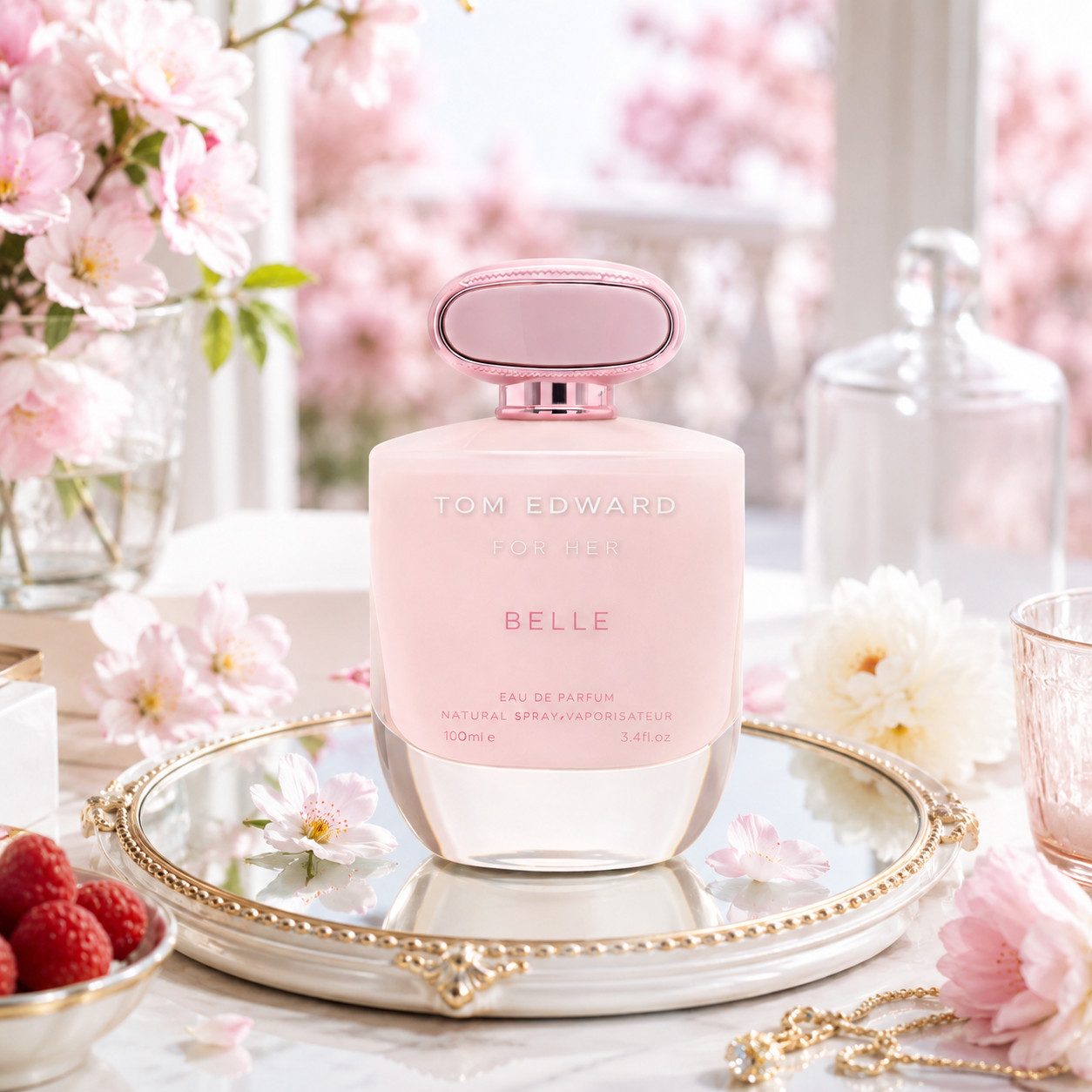 TOM EDWARD Eau de Parfum Tom Edward Belle for Her Luxus Damenduft Floral Holzig Sinnlich 100 ml, Hergestellt in UK, Premium Damenduft, Langanhaltend, Schone Verpackung