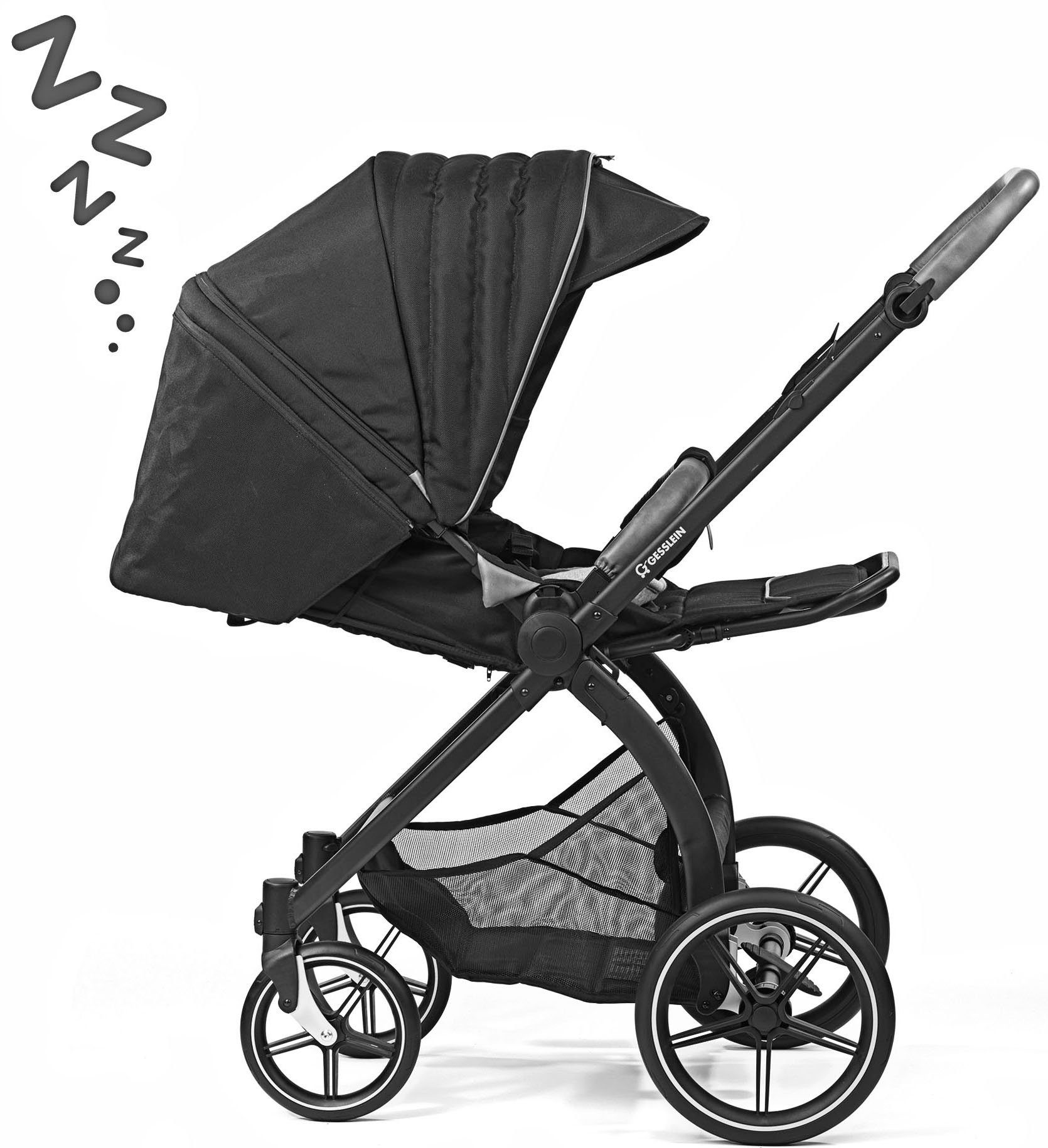 Soft+ FX4 und Babyschalenadapter sand, mit Babywanne Aufsatz Gesslein Kombi-Kinderwagen C3 mit Swing schwarz,