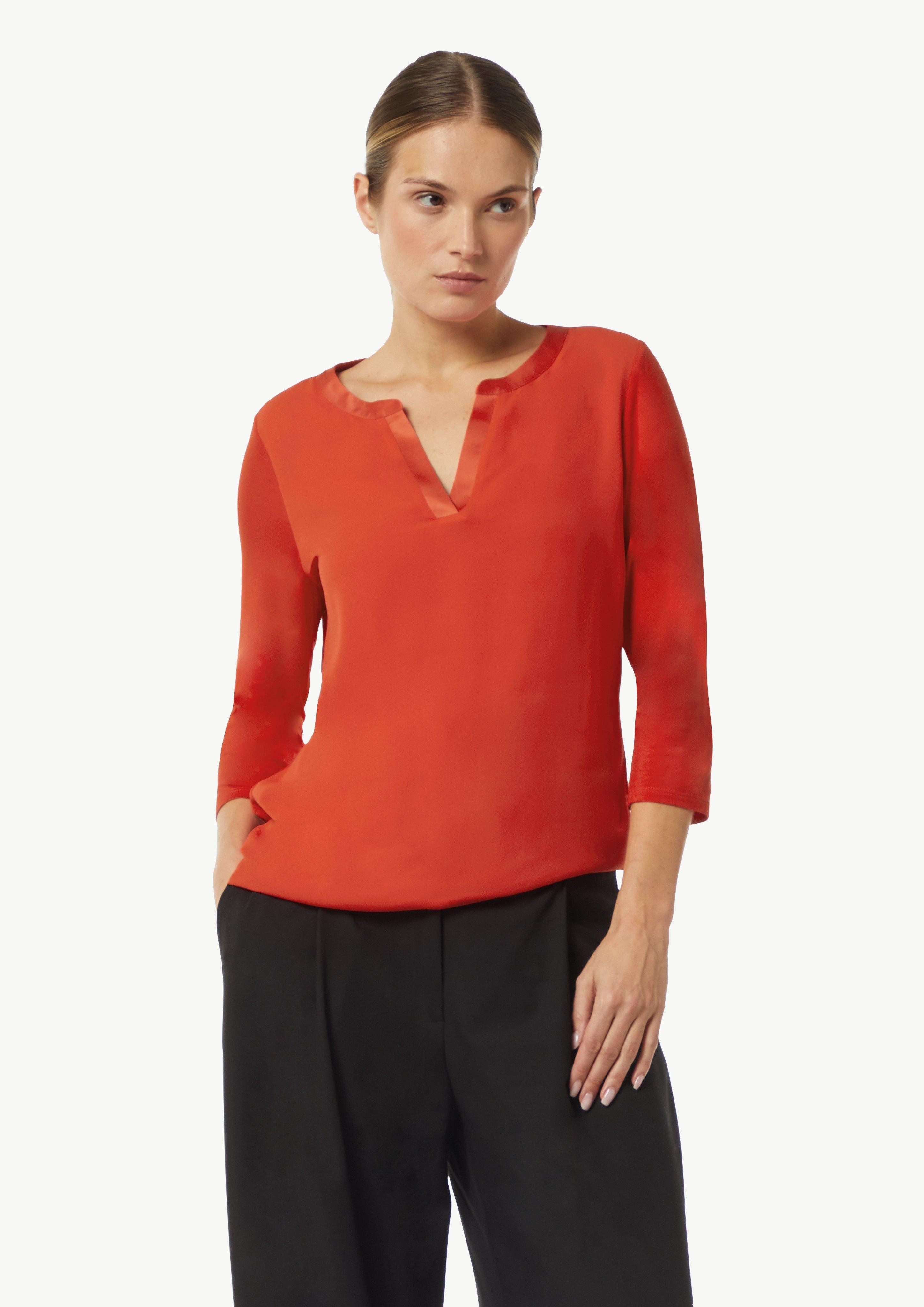 Shirttop Langarmshirt im Fabricmix mit Tunika-Ausschnitt