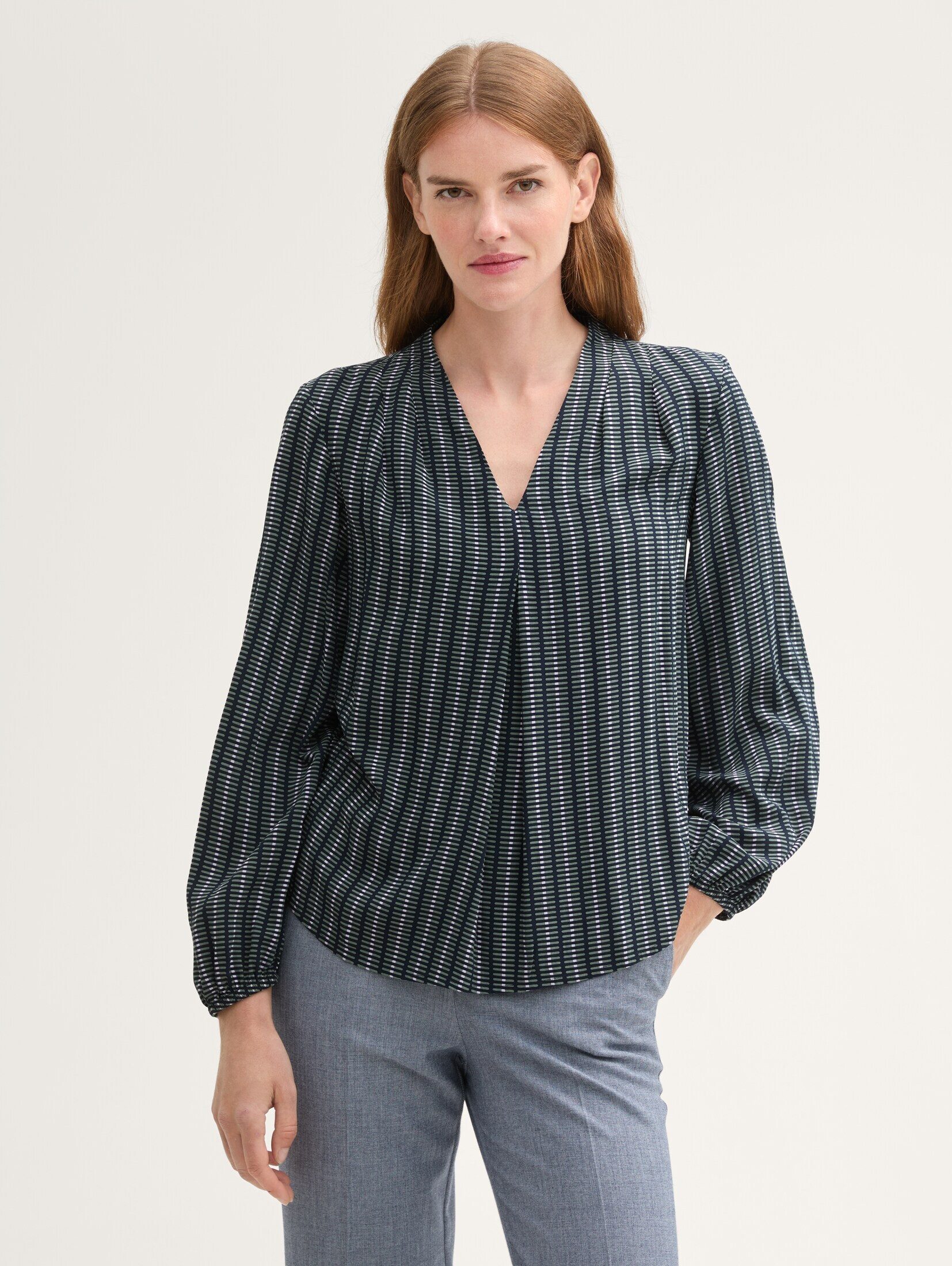 TOM TAILOR Langarmbluse Gemusterte Bluse mit günstig online kaufen