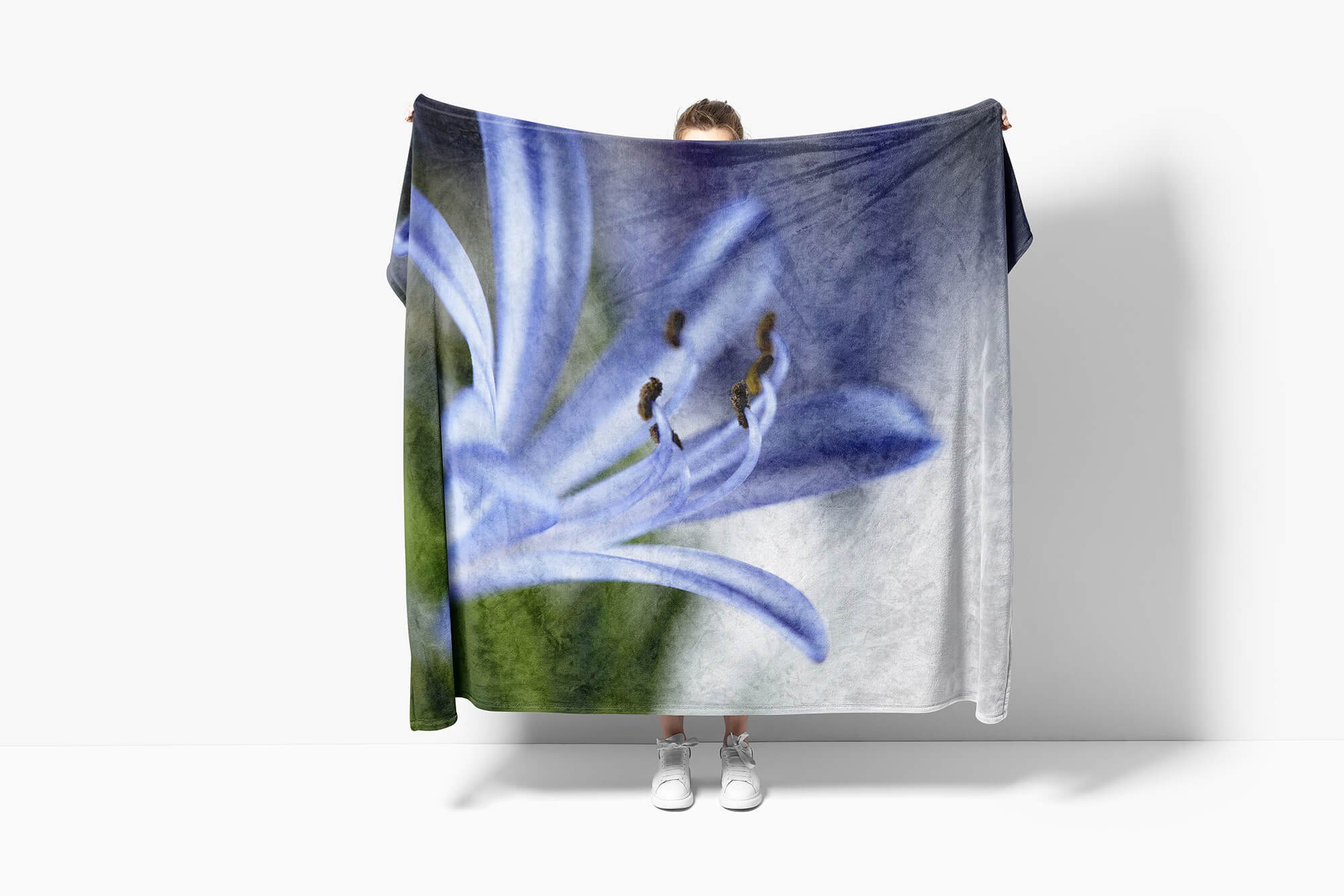 Baumwolle-Polyester-Mix Kuscheldecke Strandhandtuch mit Sinus Handtuch Art Fotomotiv (1-St), Makrof, Handtücher Handtuch Blüte Blume Saunatuch