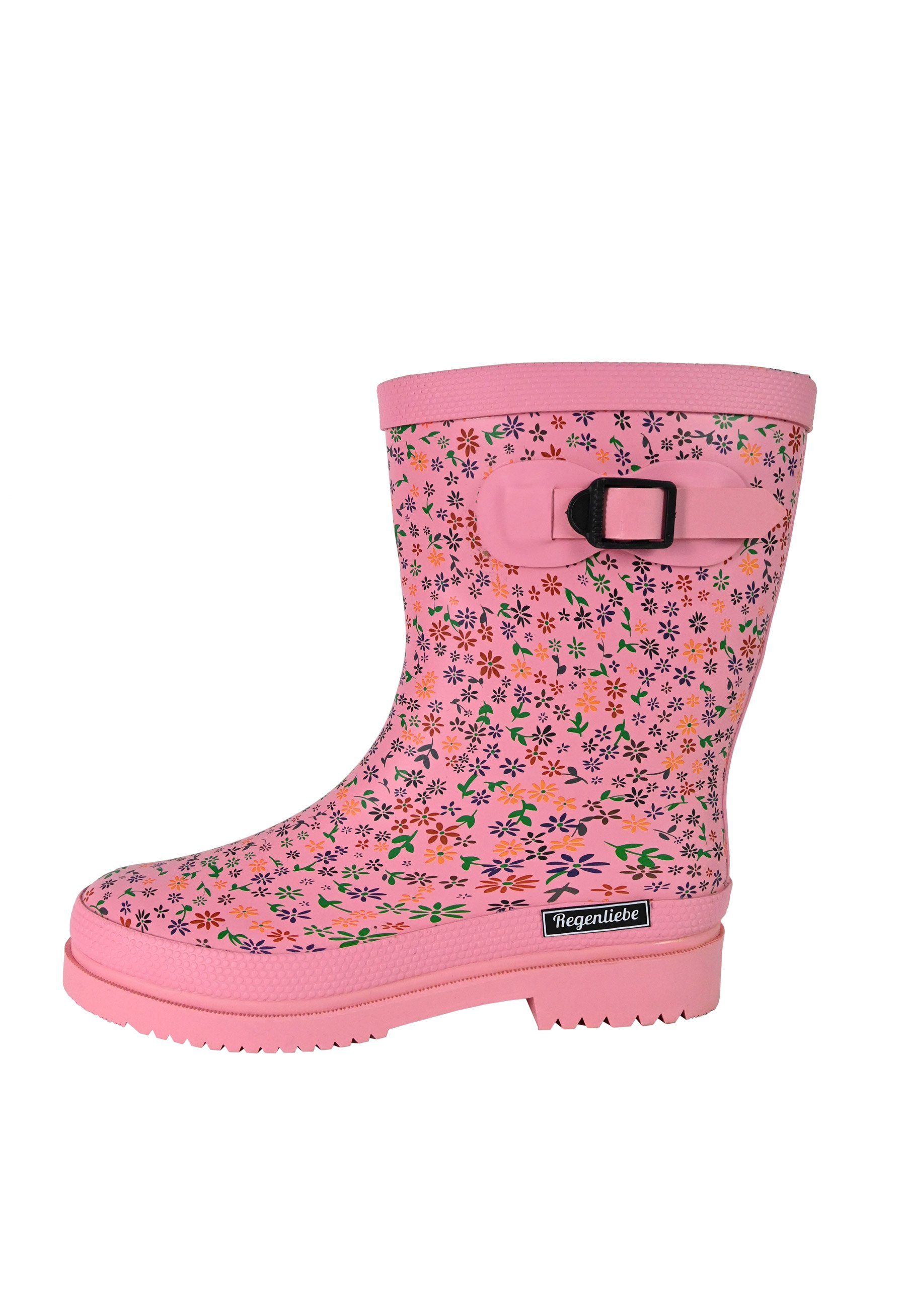 Regenliebe Flowers Gummistiefel Halbschaft Stiefel mit kleinen Blümchen