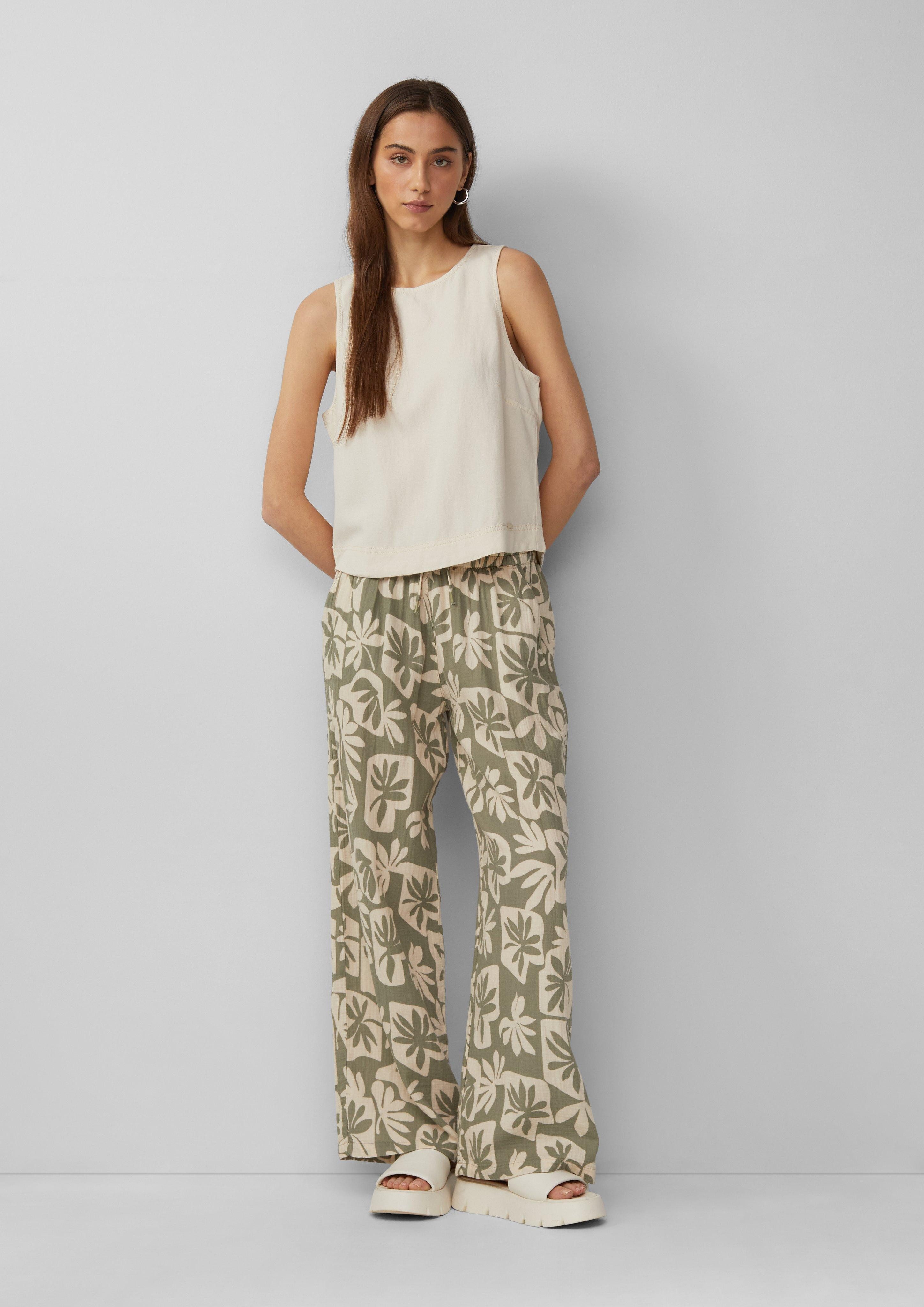 QS Stoffhose Wide-Leg-Hose aus Musselin günstig online kaufen