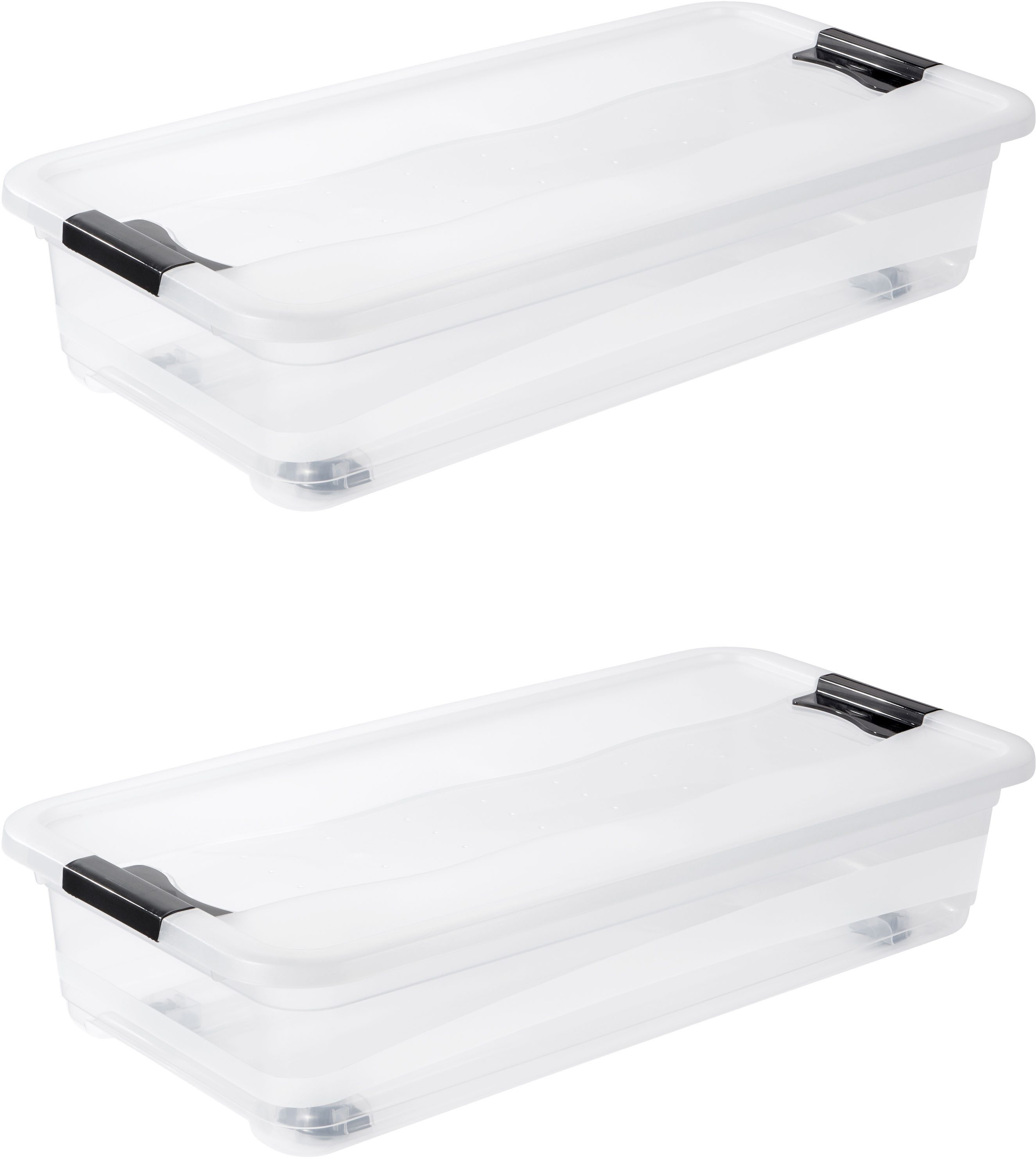 keeeper Aufbewahrungsbox Konrad, Box mit Rollen, 2er Set, 33 L, 79,5 x 39,5 x 18 cm (Set, 2 St), durch Clips verschließbar, Griffe und Rollen am Boden