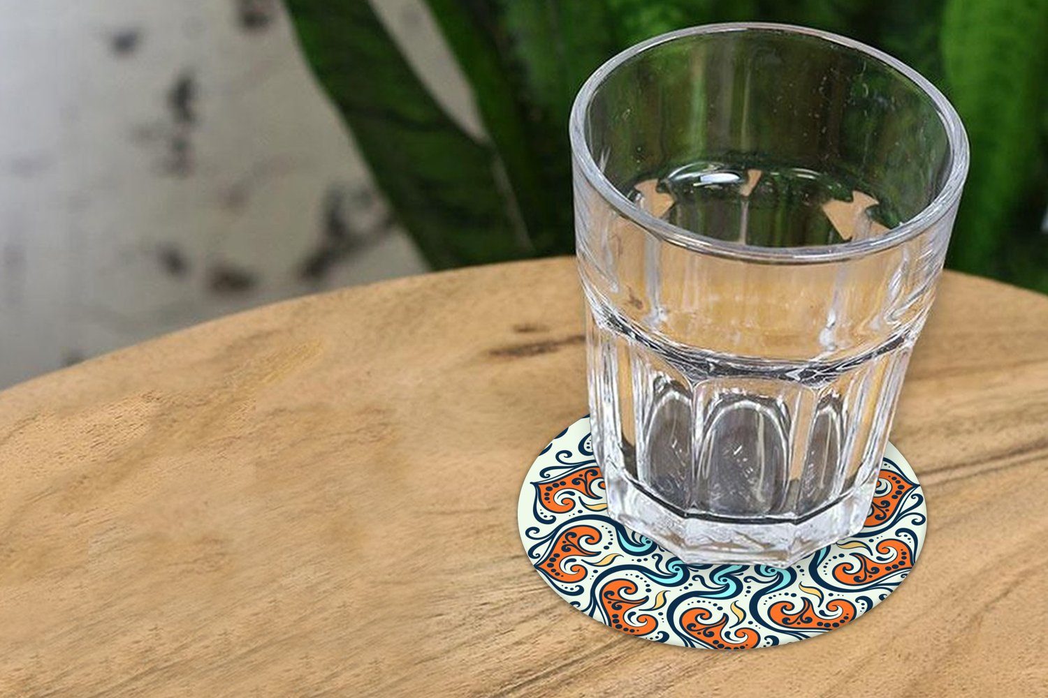 Mandala Becher Gläser, Tassenuntersetzer, Orange - - Blau Korkuntersetzer, 6-tlg., für Muster, MuchoWow - Zubehör Glasuntersetzer Getränkeuntersetzer, Tasse,