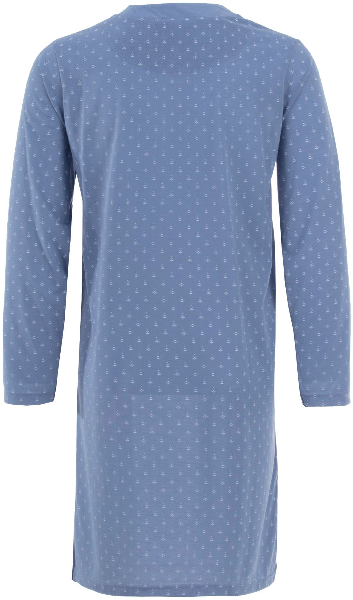 V- Nachthemd Ausschnitt Knopfleiste Langarm Lucky Nachthemd - Pfeil graublau mit