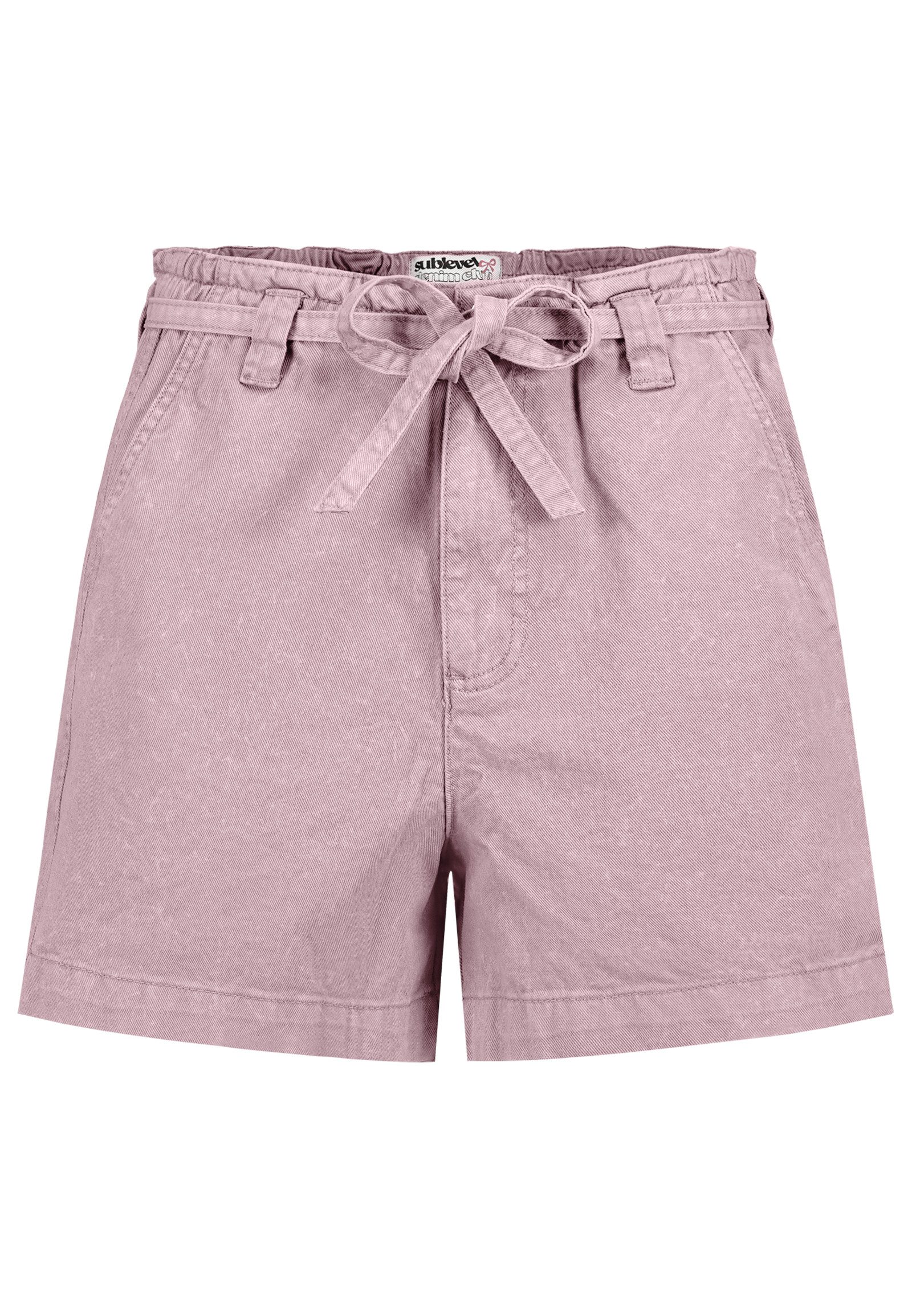 SUBLEVEL Jeansshorts Damen Denim Shorts mit Gummibund Coloured Denim Shorts, Bindegürtel