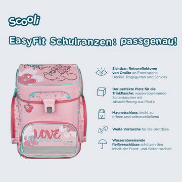 Scooli Schulranzen EasyFit (Set, 6-tlg., inkl. Federmäppchen und Hüftgurt), Disney Minnie Maus / Minnie Mouse Rosa