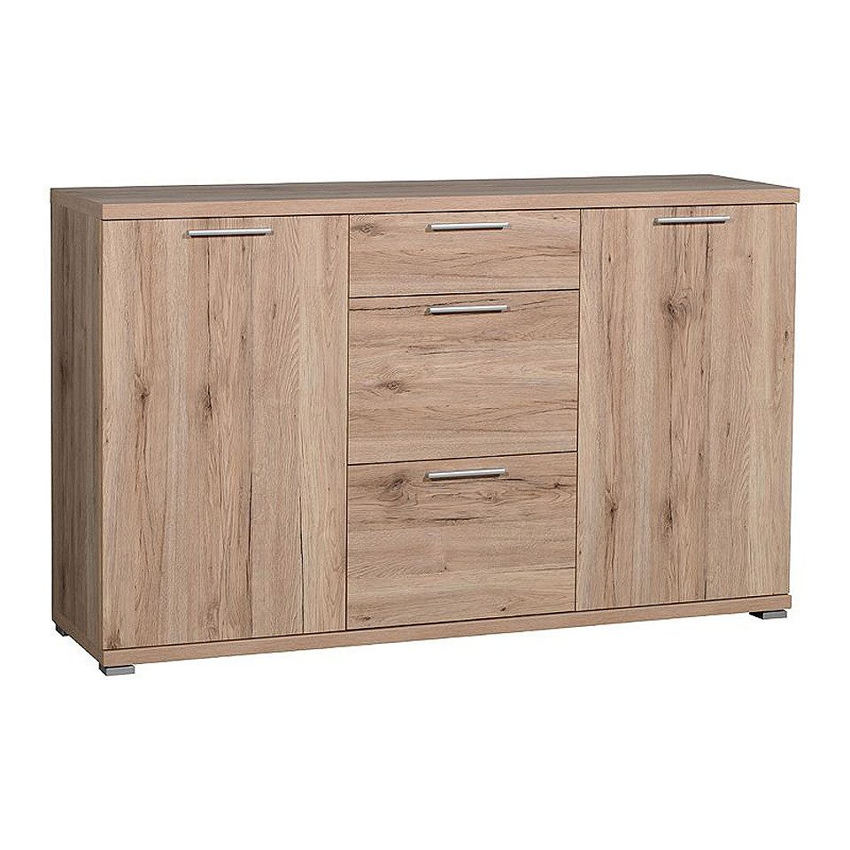 Lomadox Sideboard MONTREAL-01, Flur Schrank, Sideboard, Eiche, B/H/T: 144/88/40 cm