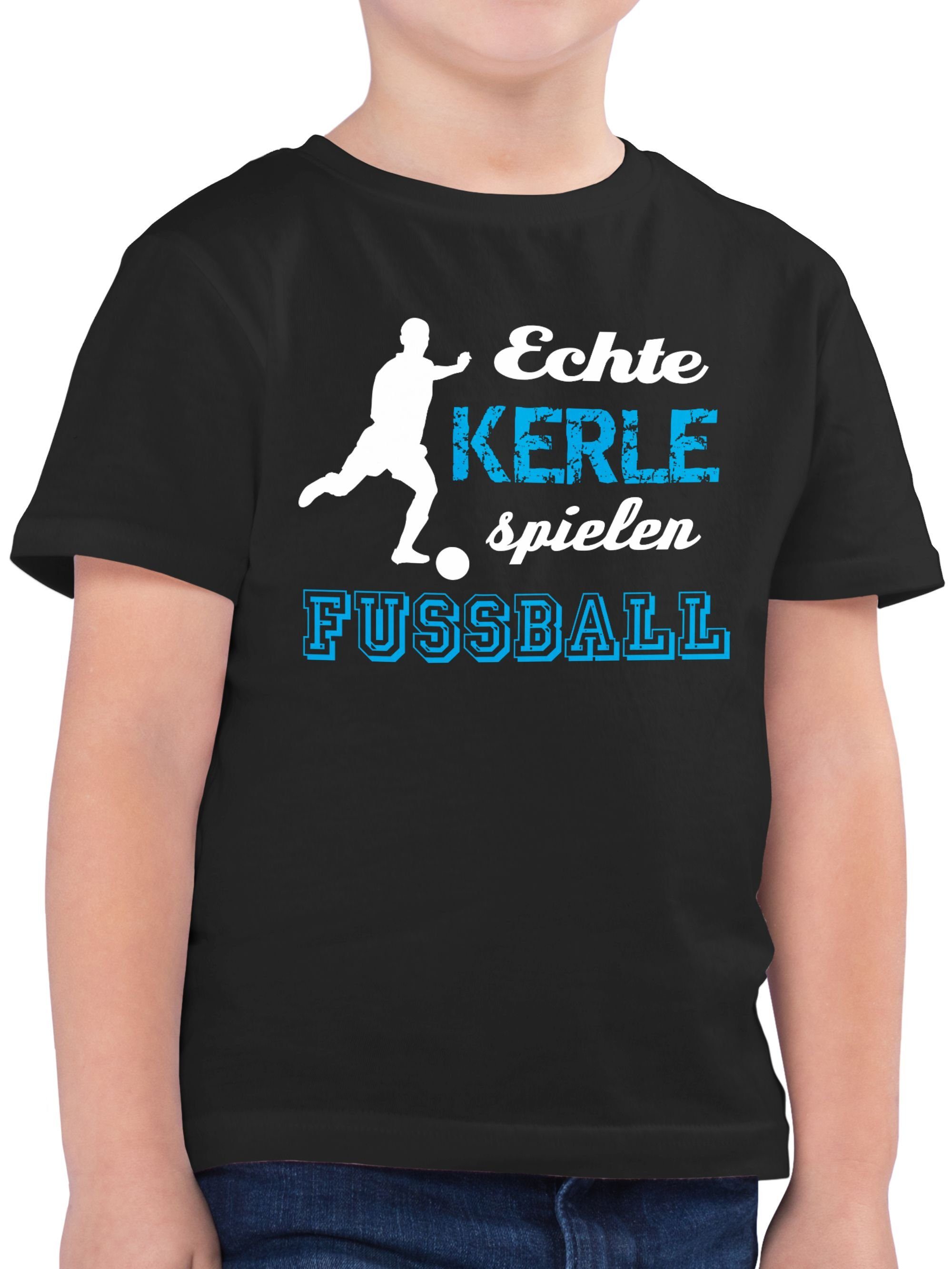 Shirtracer T-Shirt Echte Kerle spielen Fußball Kinder Sport Kleidung 3 Schwarz