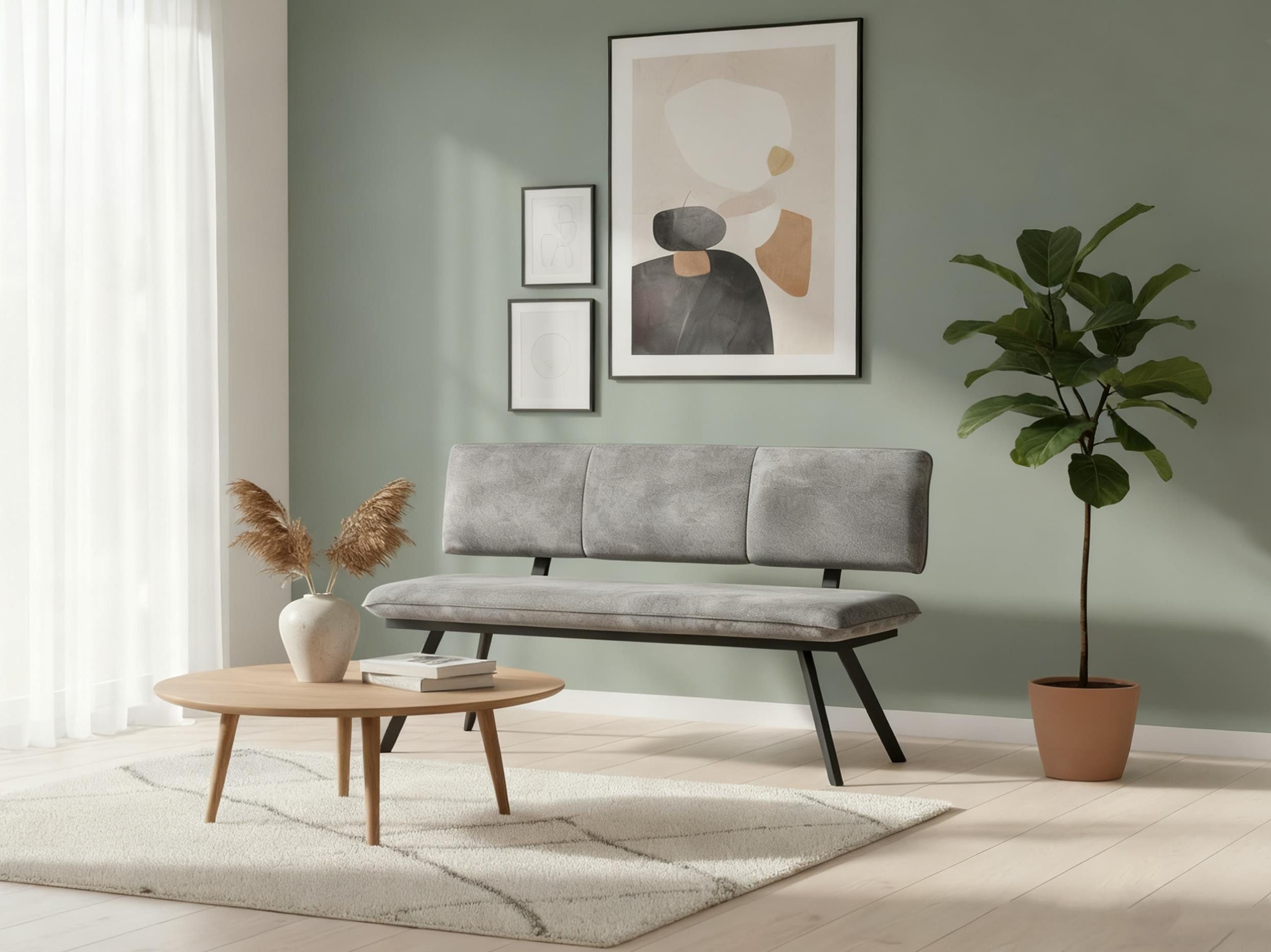 B&D home Essbank JUNA (1-St), gepolstert, stabiles Metallgestell, mit Rückenlehne, in 140 oder 160cm