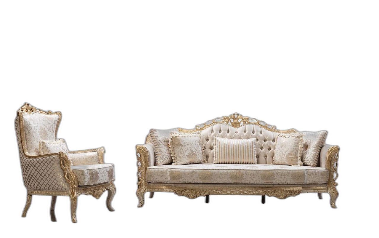 Xlmoebel Chesterfield-Sofa Sofaset 3+1 Wohnzimmersessel Luxus Textil Sofas, 2 Teile, Hergestellt in Europa