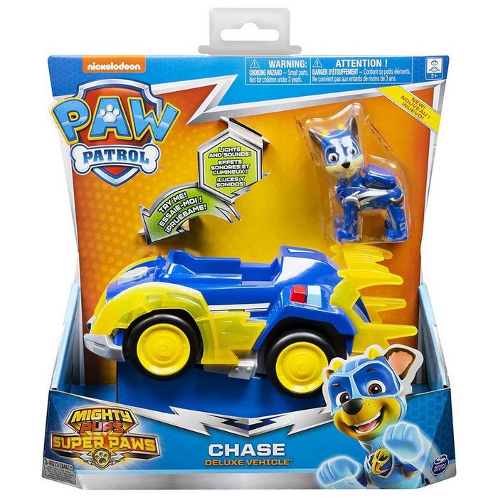 Spin Master Actionfigur Spin Master 6053026 (20115475) - Paw Patrol - Mighty Pups Super Paws - Chase Deluxe Vehicle mit Funktion