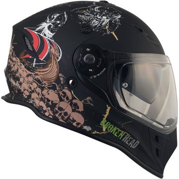 Broken Head Motorradhelm Fullgas Viking VX2 schwarz-matt Enduro Motocrosshelm, inkl. Sonnenblende