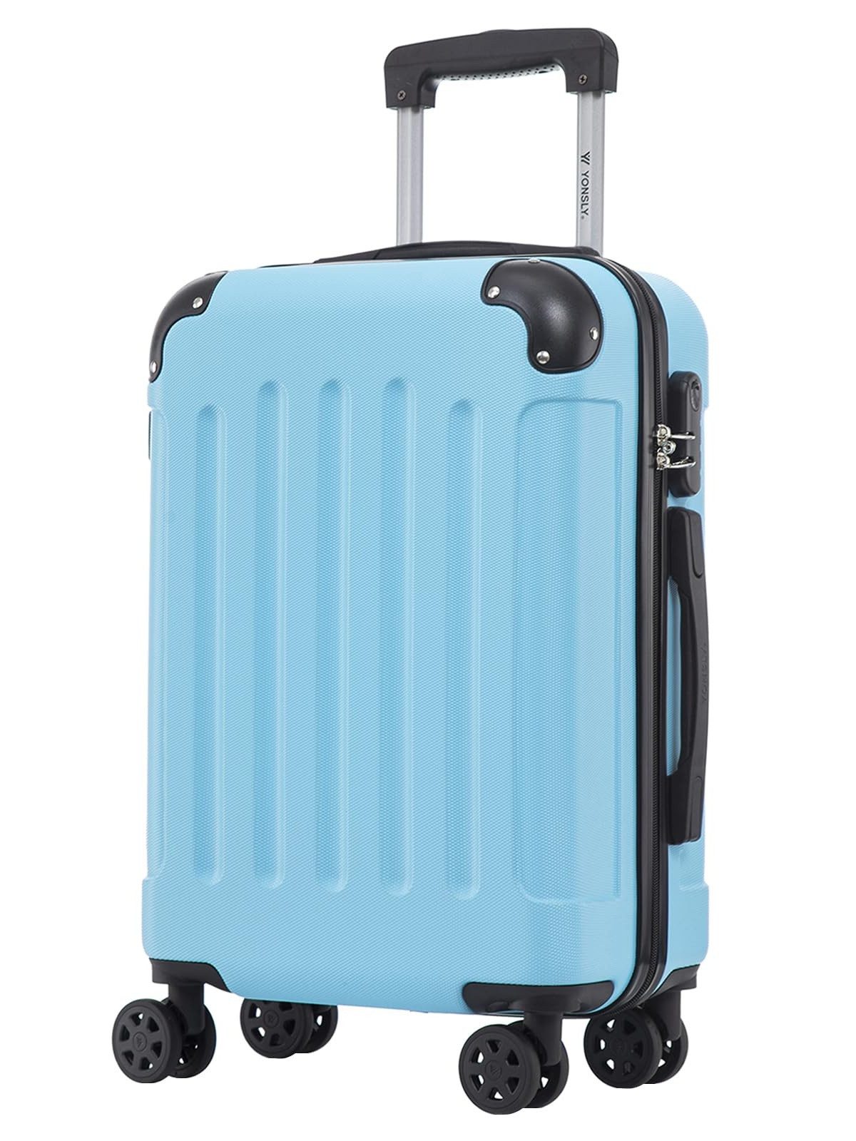 YONSLY Hartschalen-Trolley Hartschalen-Reisekoffer Trolley für Kurztrip und Urlaubsreisen, 4 Rollen, mit Zahlenschloss, ABS-Schale und weichem Gummigriff für Tragekomfort