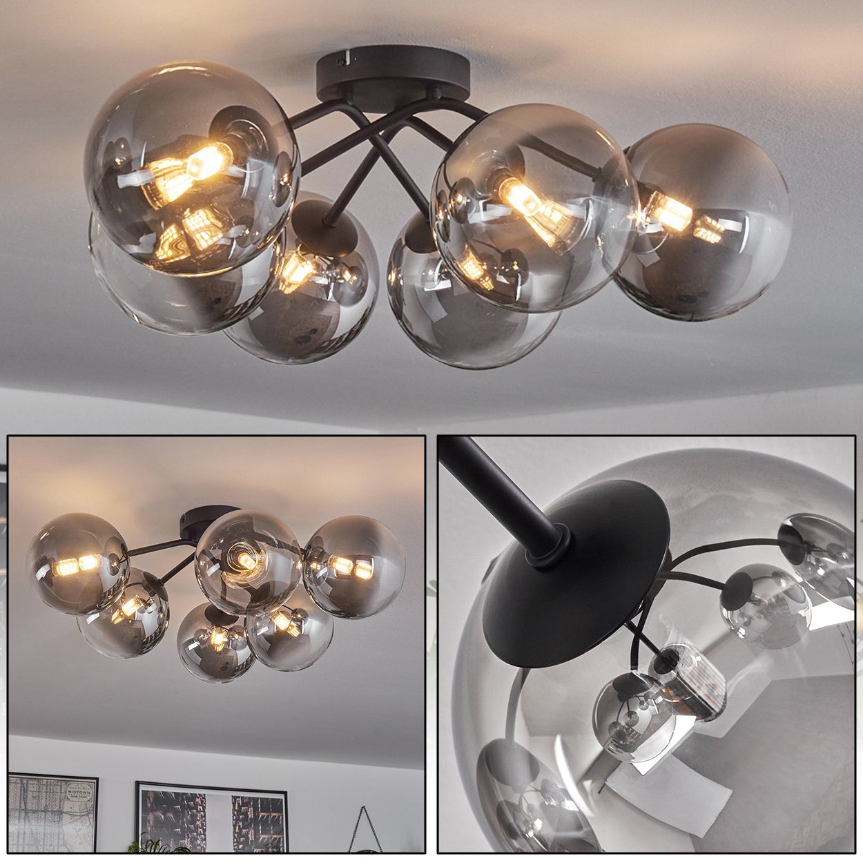 hofstein Deckenleuchte Deckenlampe aus Metall/Glas in günstig online kaufen