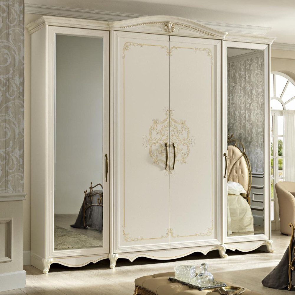 Kleiderschrank Neuer weißer Schrank aus Naturholz für das Schlafzimmer im klassischen