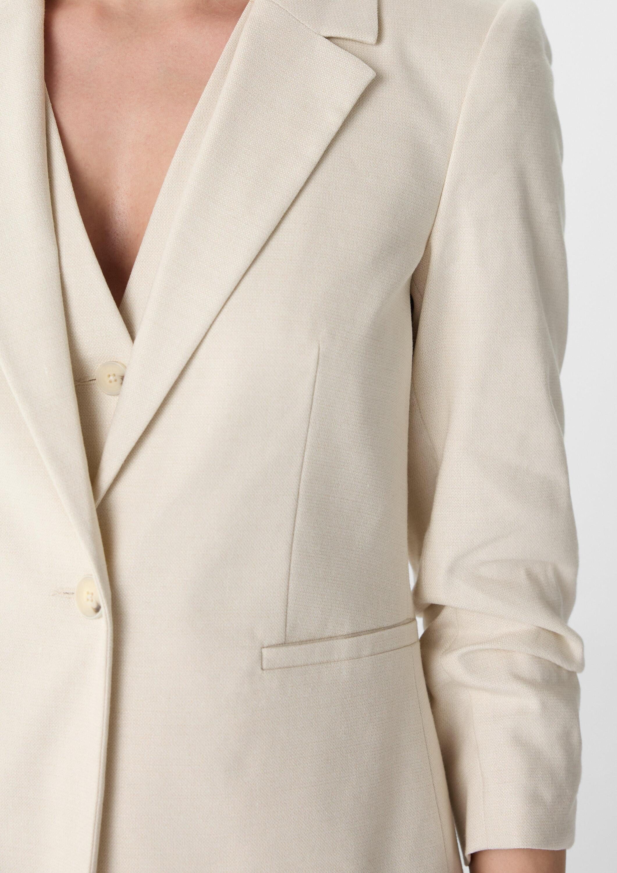 comma Jackenblazer Indoor-Blazer Leinenmix-Blazer mit gerafften 3/4-Ärmeln