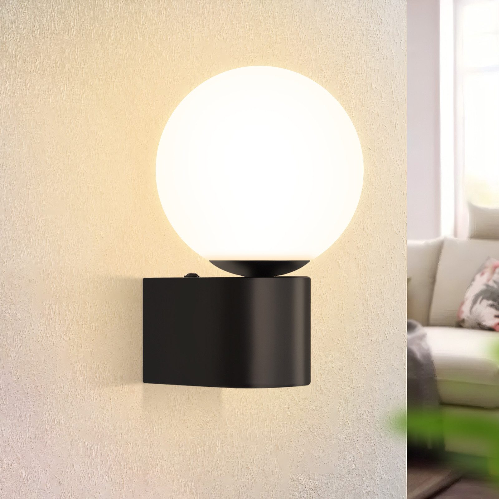 ZMH Wandleuchte Innen Flurlampe Schwarz-Weiß G9 Wandbeleuchtung Glaskugel W günstig online kaufen